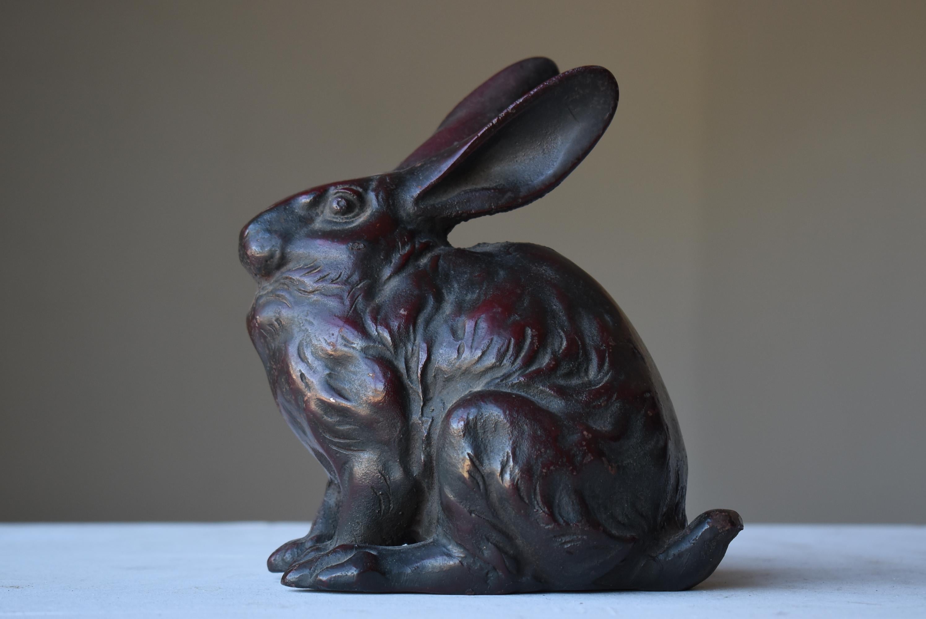 Japanese Old Iron Rabbit 1940s-1970s / Sculpture Figurine Object Wabi Sabi 2