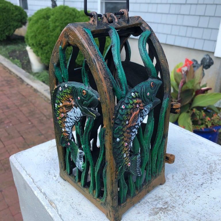 Japanese Old Jumping Fish Garden Lighting Lantern In Good Condition For Sale In South Burlington, VT