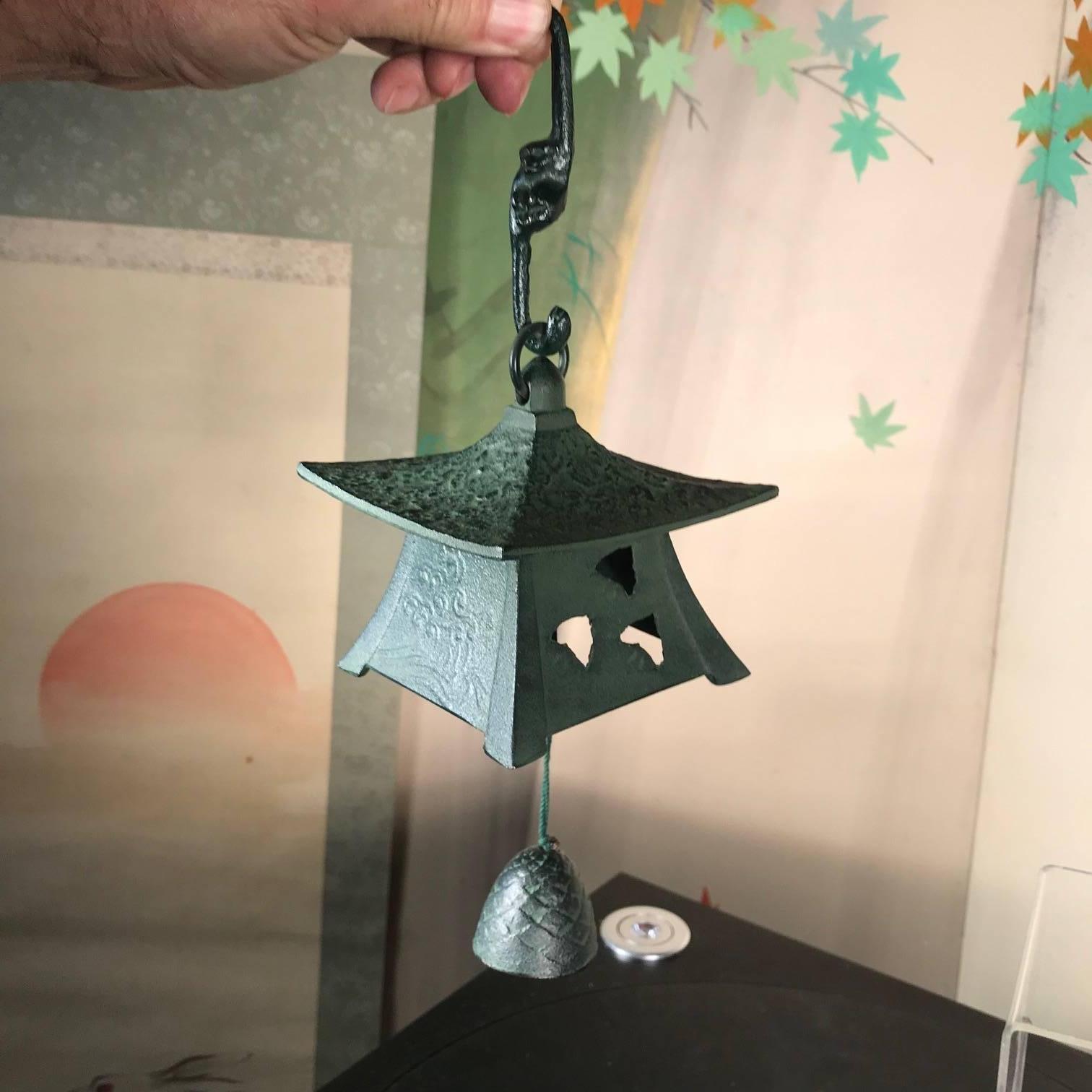 Japanese Old Lantern Wind Chime with Iron Monkey Hanger 3