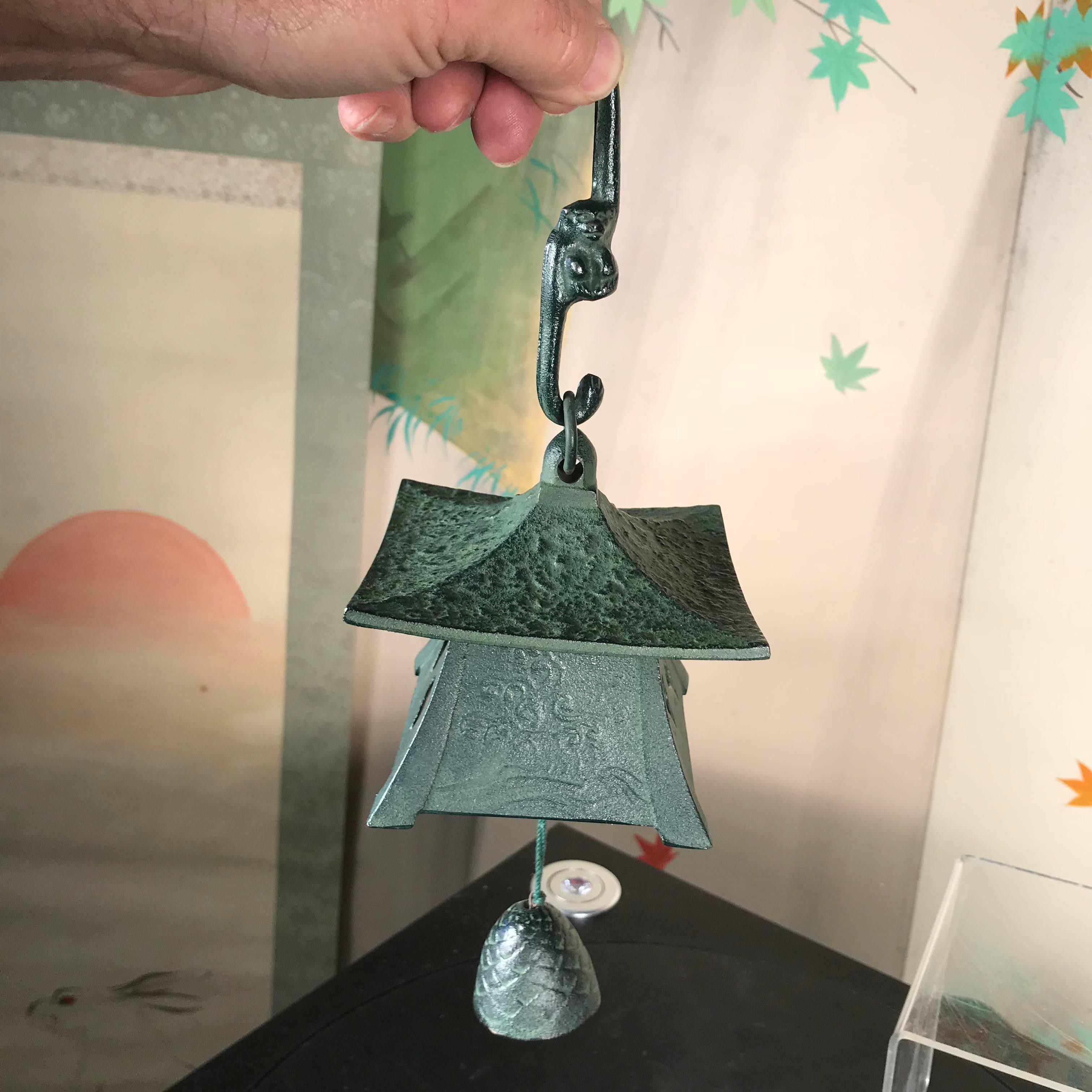 Japanese Old Lantern Wind Chime with Iron Monkey Hanger 4