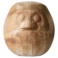 Japanese Old Large Wood Carving Daruma 1860s-1900s /Folk Art Figurine Wabisabi