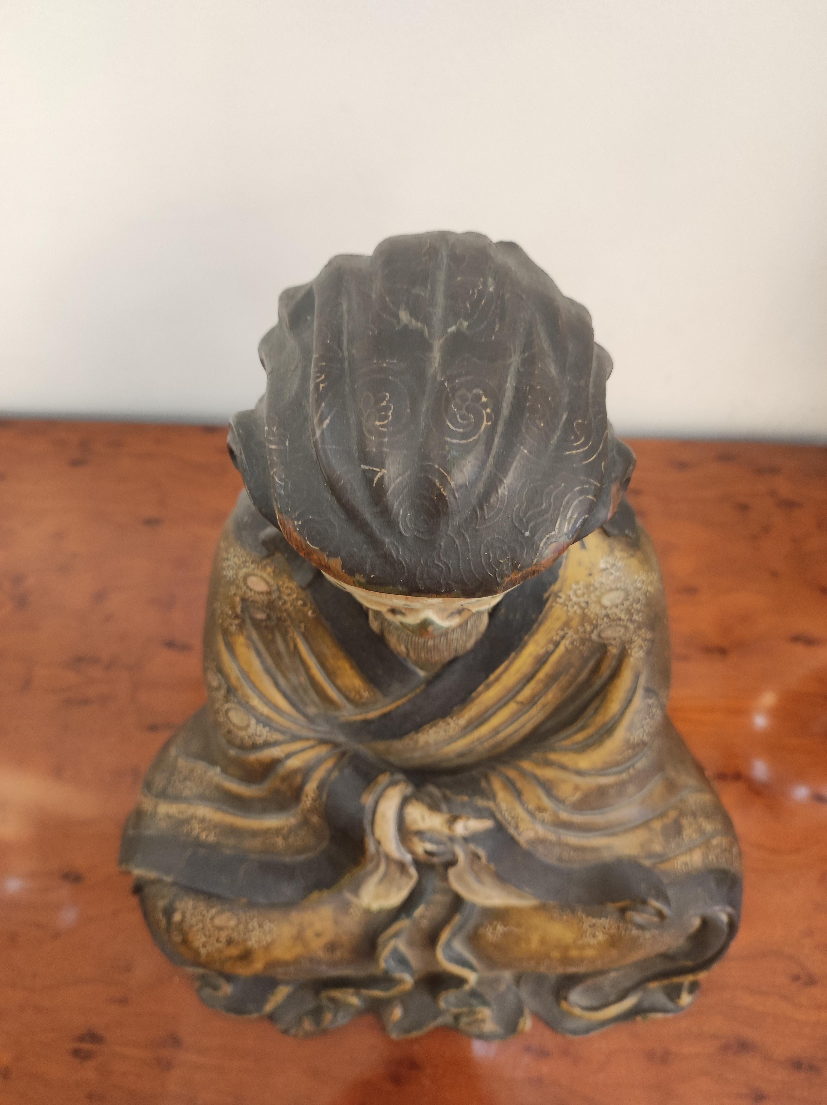 Statua di vecchio giapponese, epoca Tenmei, datata 1781 in vendita 3