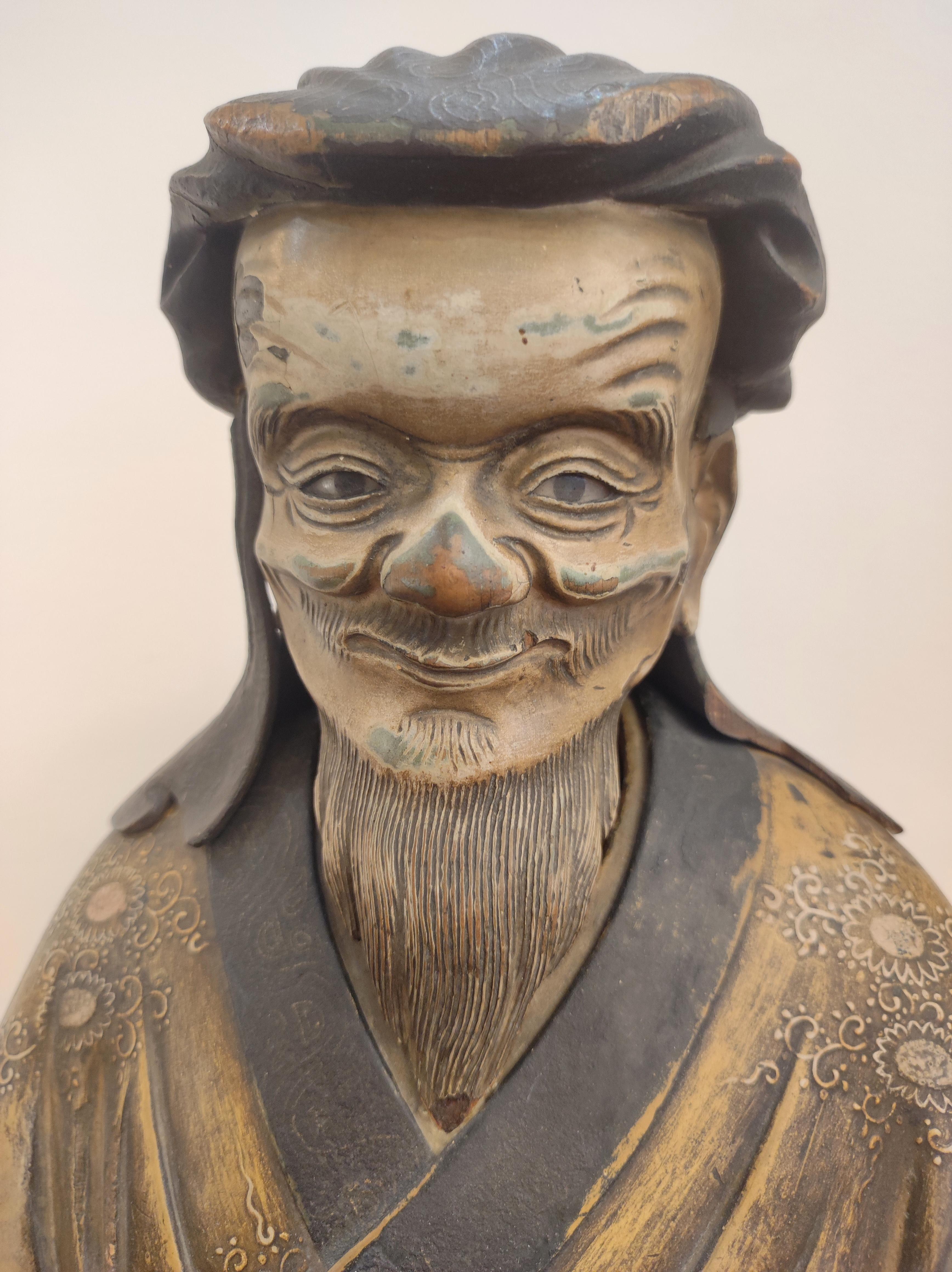 Statua di vecchio giapponese, epoca Tenmei, datata 1781 in vendita 6