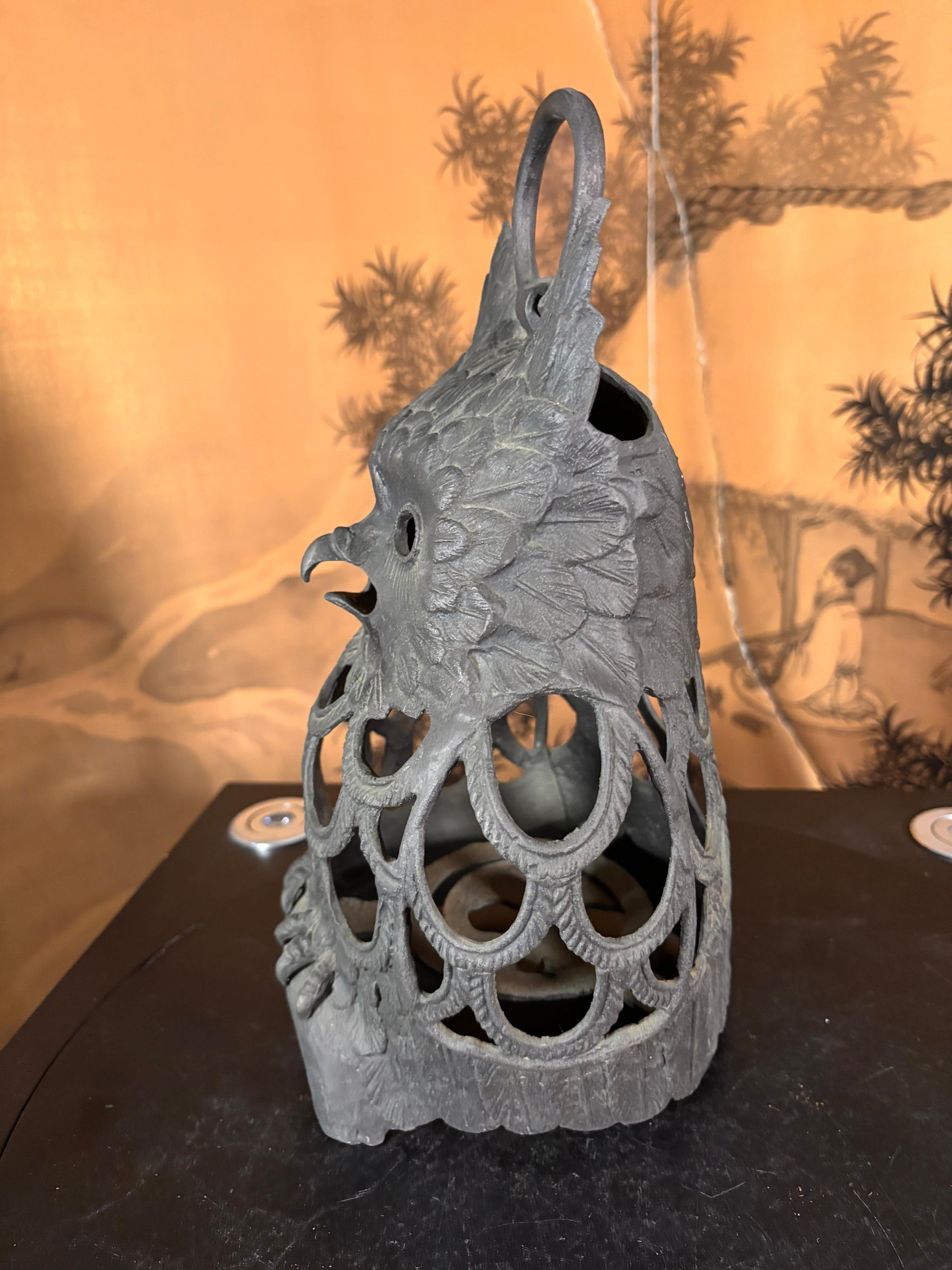 Japanese Old Massive Over Sized Hook Nose Owl Lantern 3