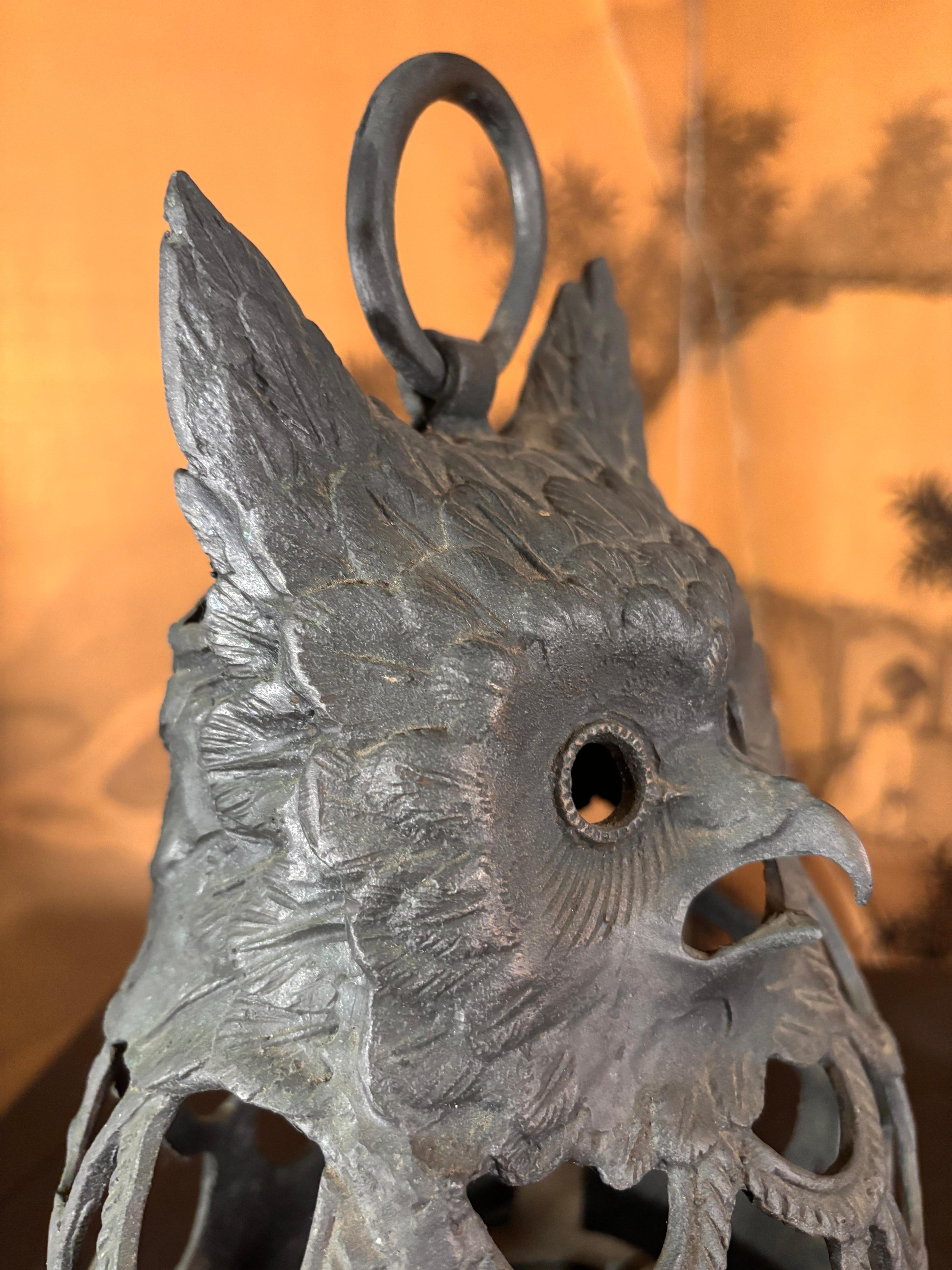 Hand-Crafted Japanese Old Massive Over Sized Hook Nose Owl Lantern