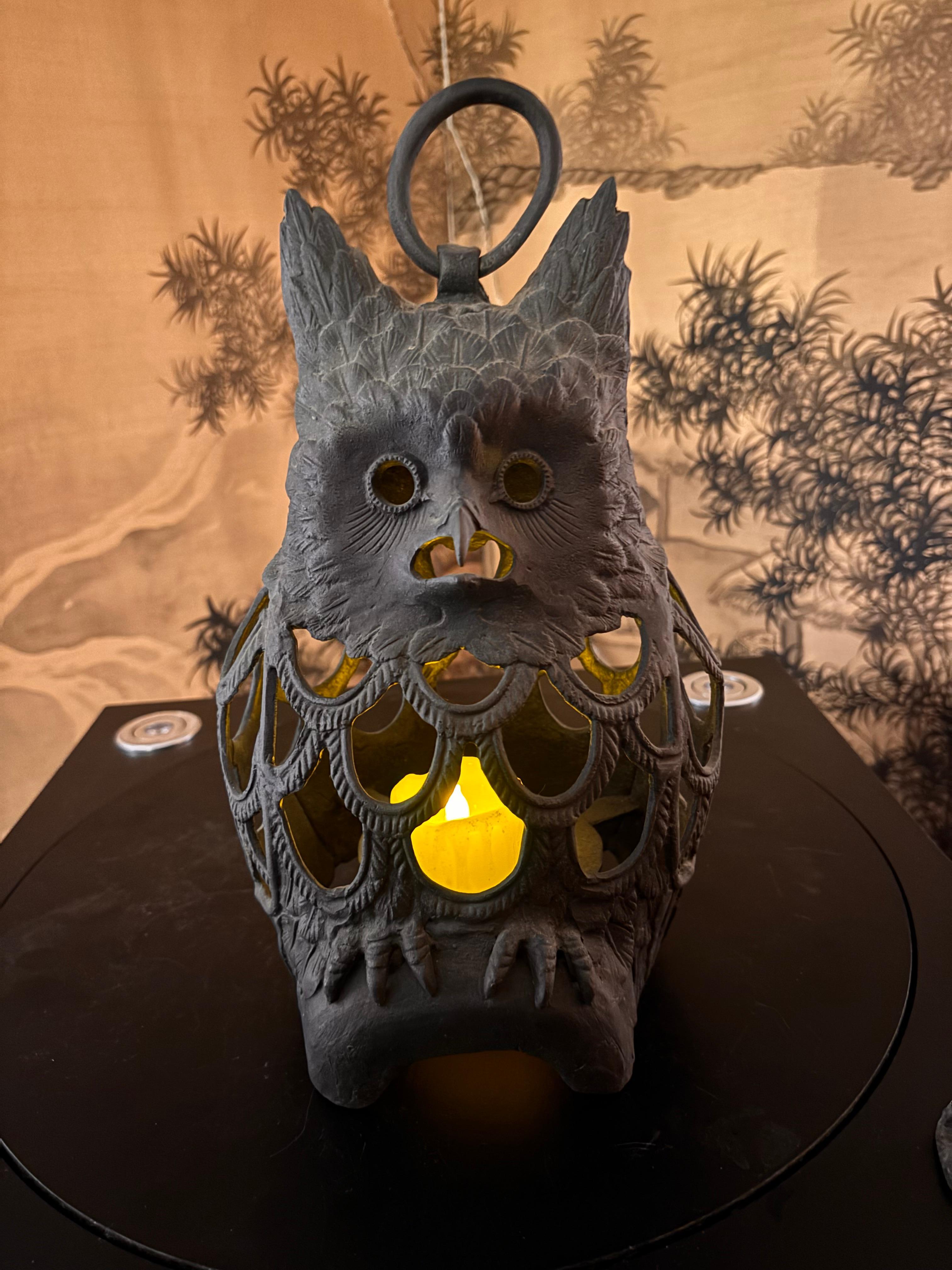 20th Century Japanese Old Massive Over Sized Hook Nose Owl Lantern