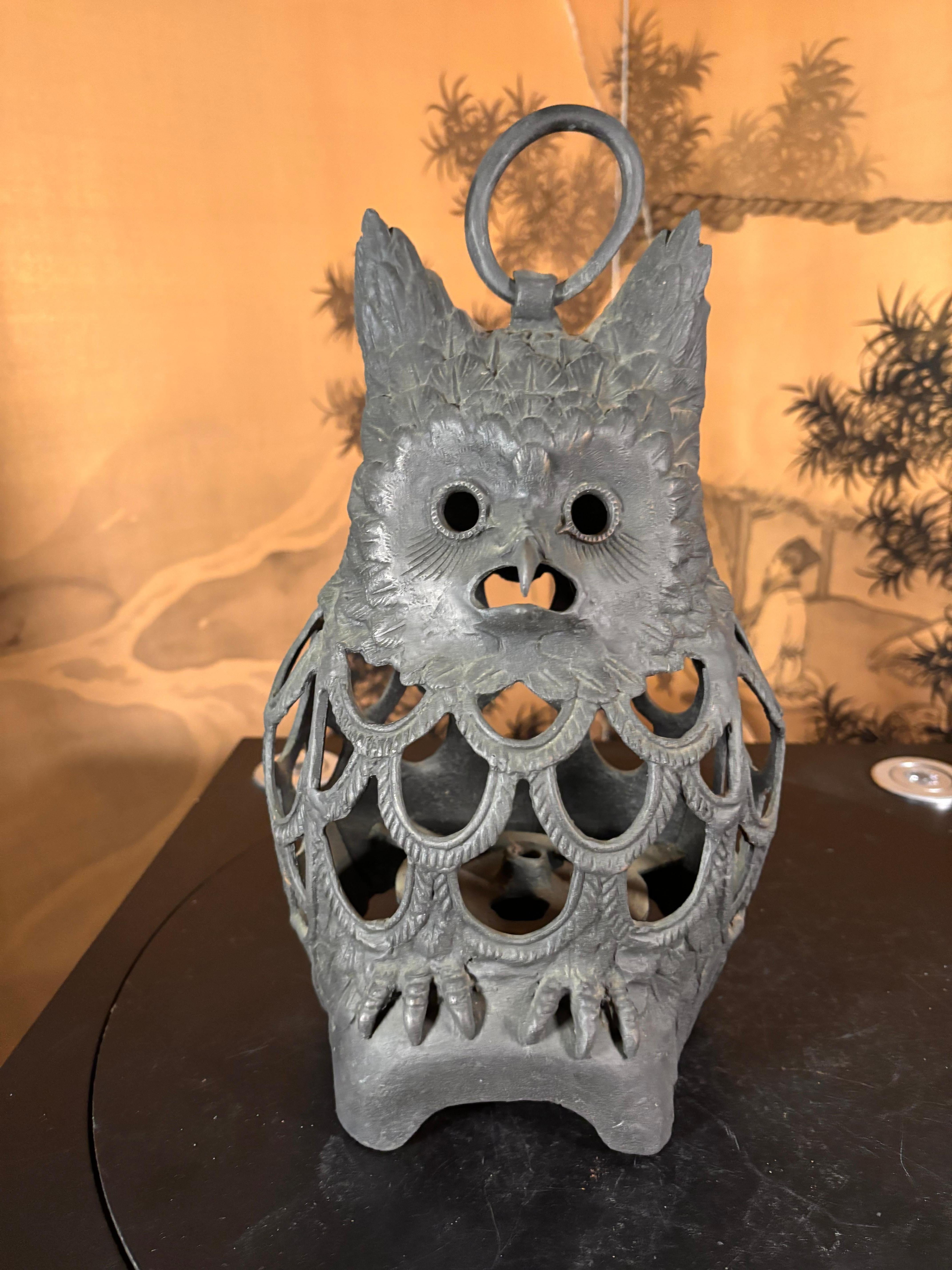 Japanese Old Massive Over Sized Hook Nose Owl Lantern 2