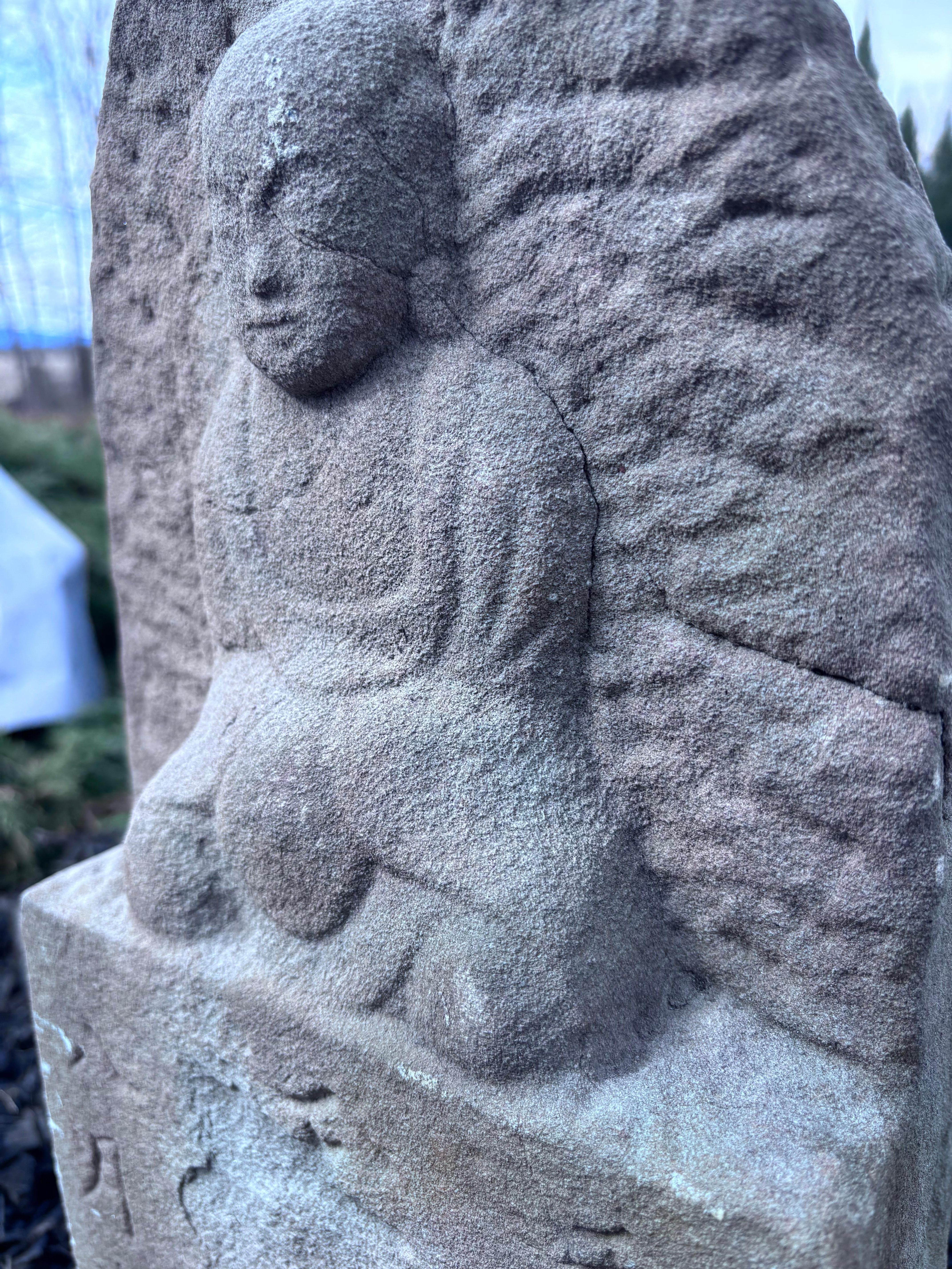 Pierre Bouddha assis ancien mémorial japonais, 18 pouces en vente