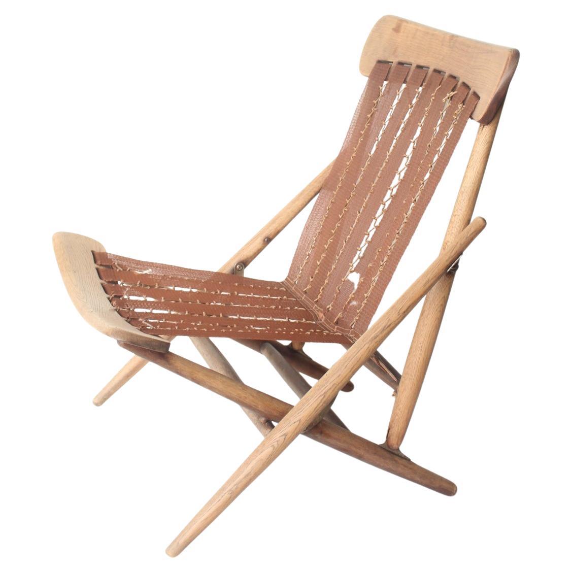 Japanese old modern Maruni Studio Folding Lounge webbing Chair