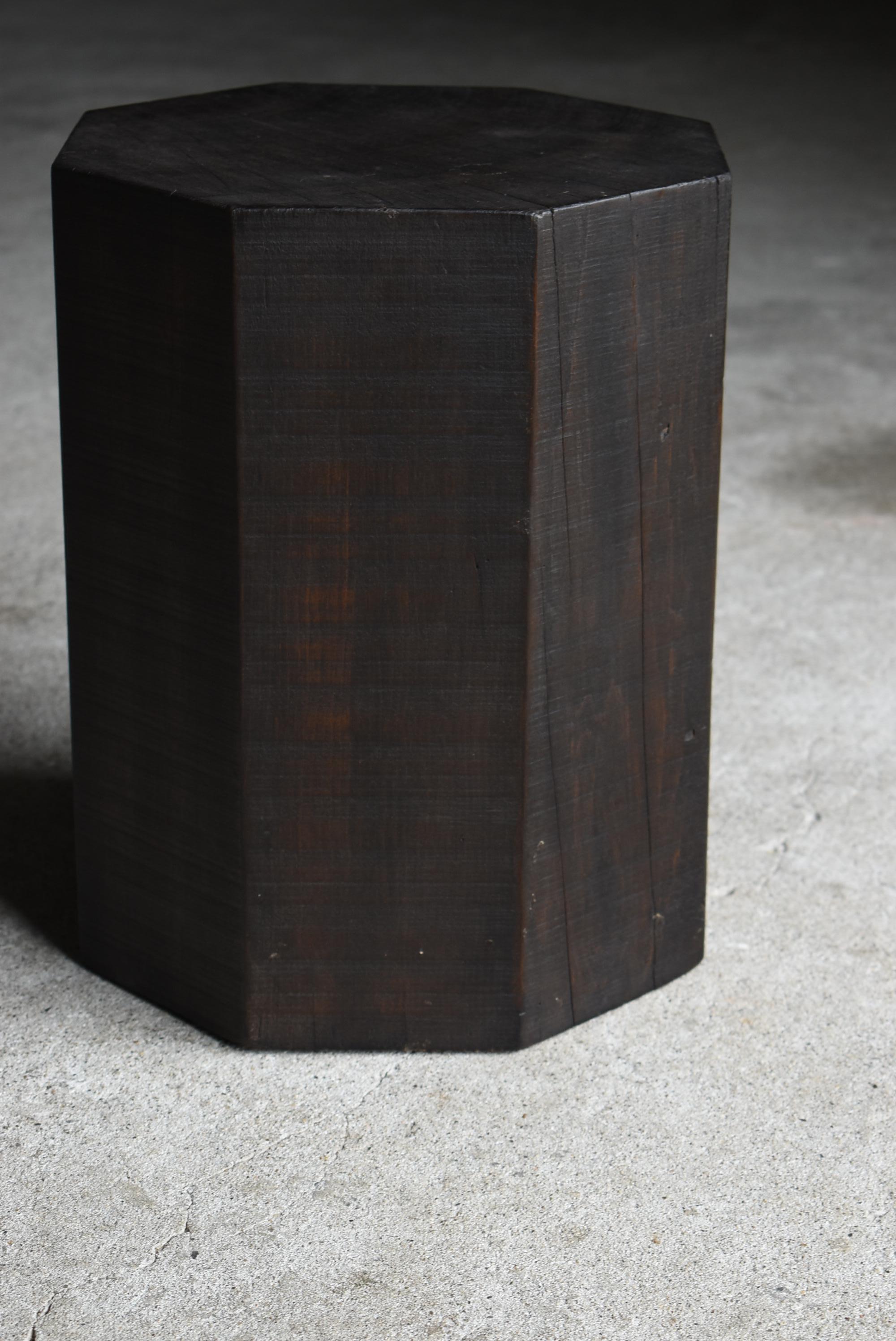 Japanese Old Octagon Wood Block 1940s-1960s / Side Table Stool Wabisabi 4