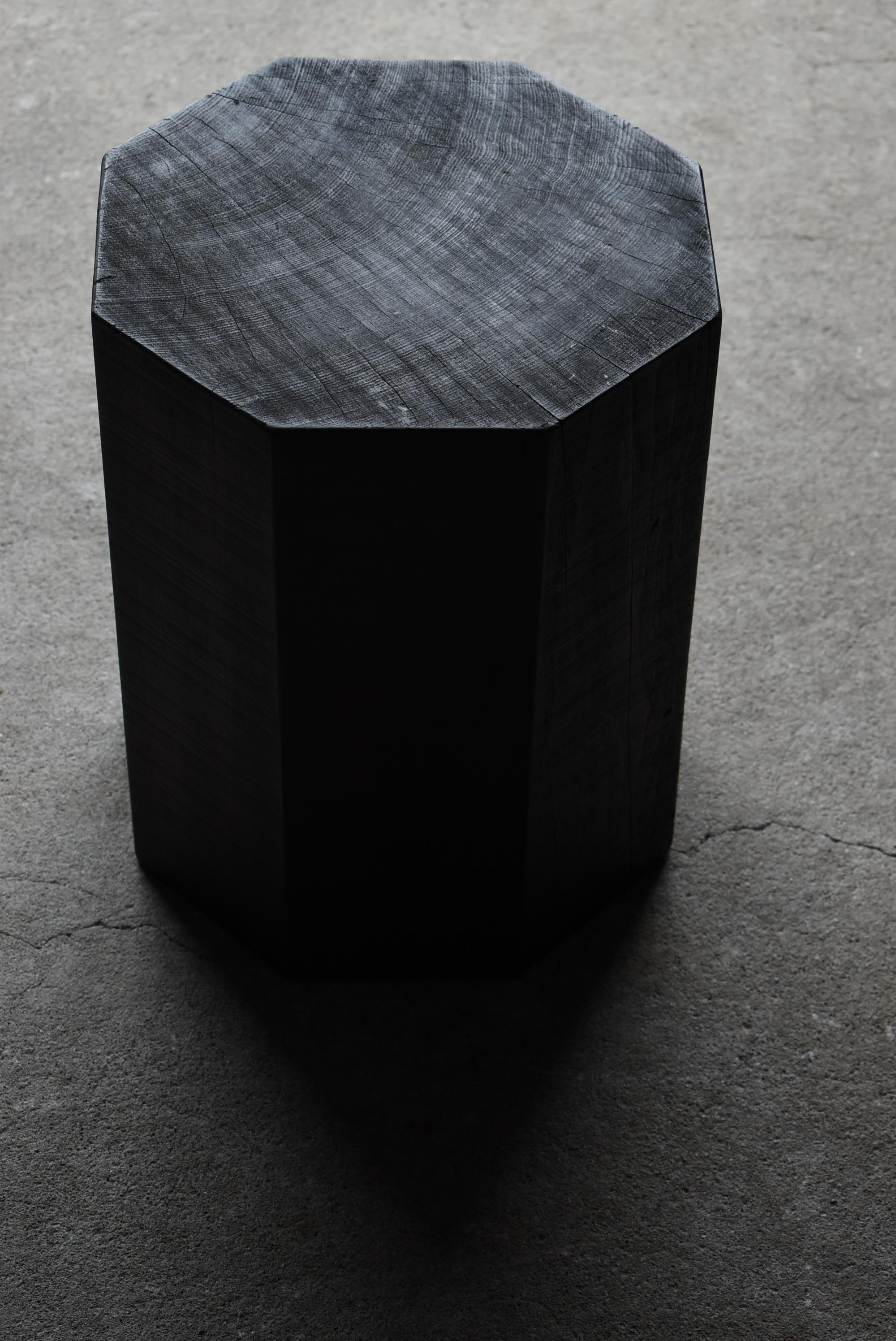 Mid-20th Century Japanese Old Octagon Wood Block 1940s-1960s / Side Table Stool Wabisabi For Sale
