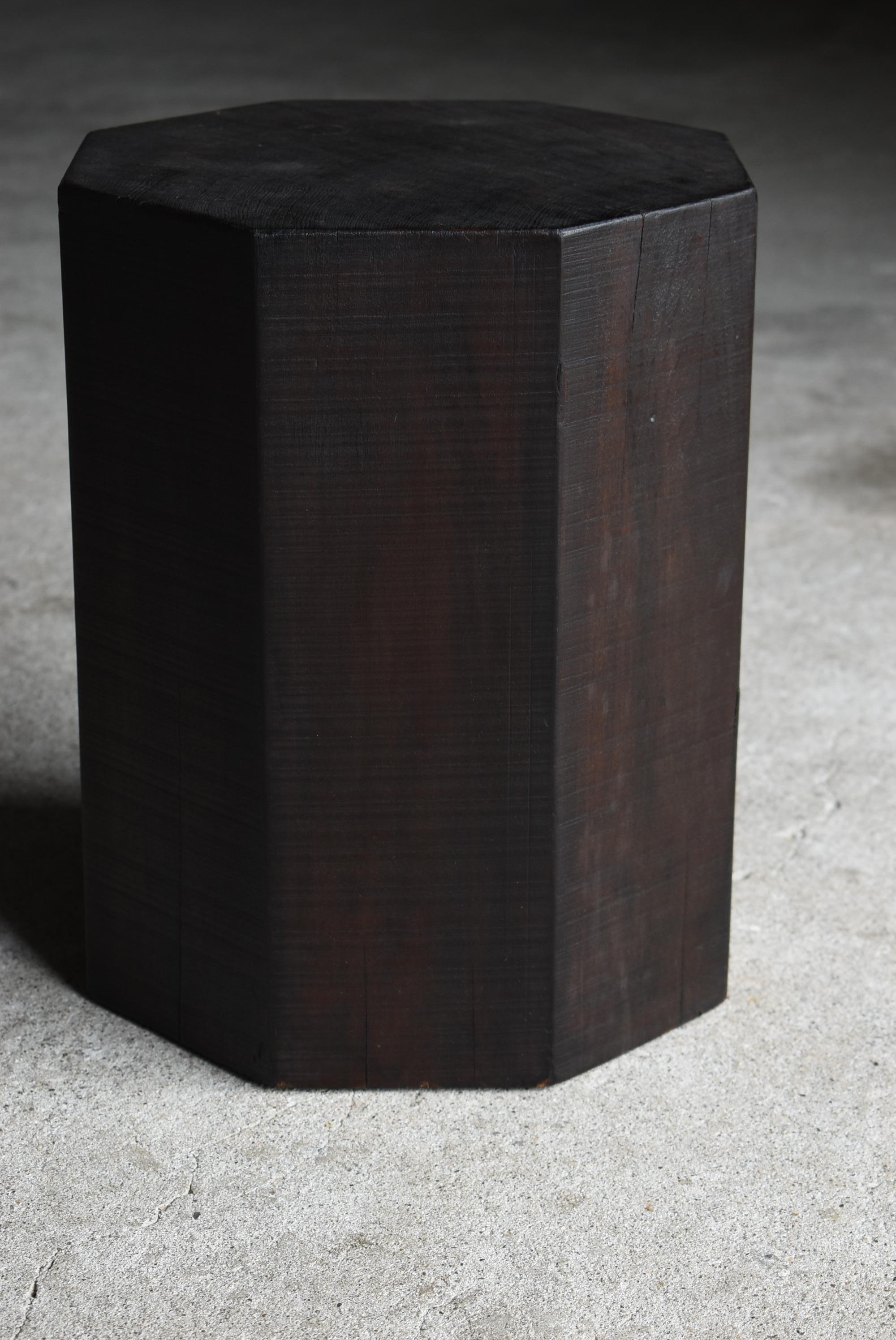 Japanese Old Octagon Wood Block 1940s-1960s / Side Table Stool Wabisabi For Sale 3