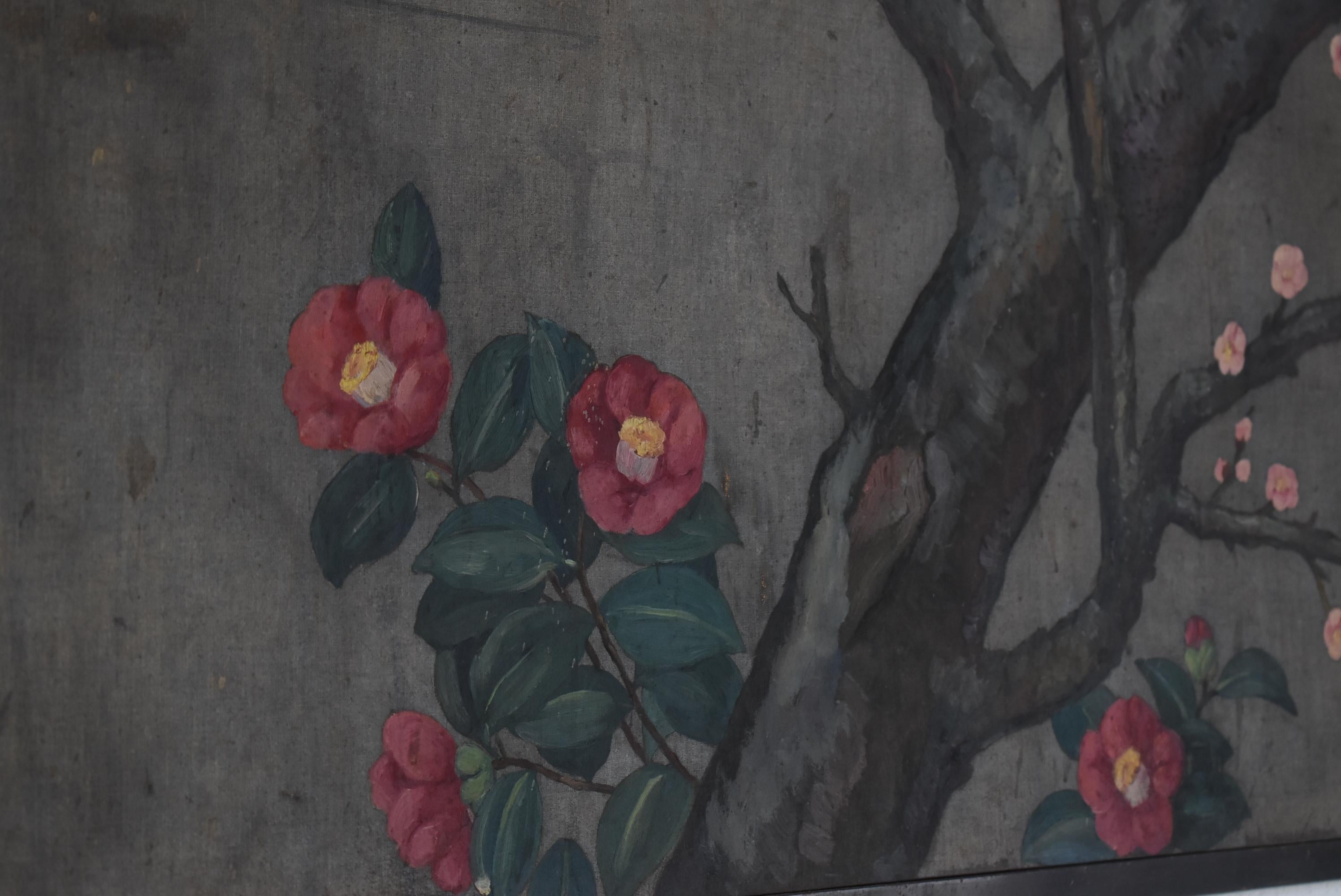 Japanese Old Painting Unknown Artist Folding Screen 1900s-1940s / Wabisabi Art 1