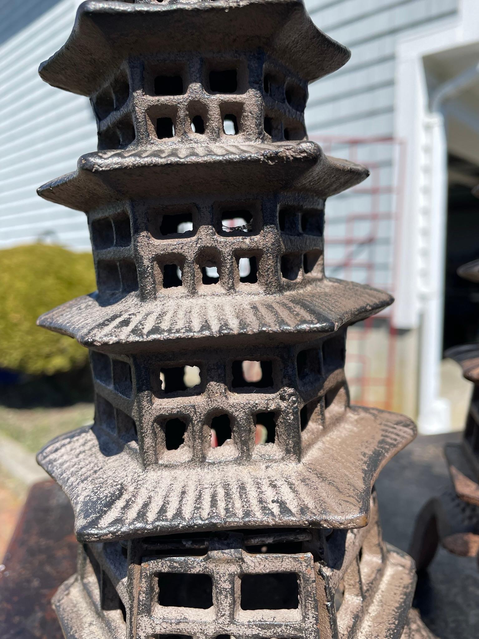 Japanese Old Pair Five Elements Pagoda Lighting Lanterns 5