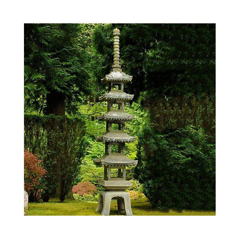 Japanese Old Pair Five Elements Pagoda Lighting Lanterns 12