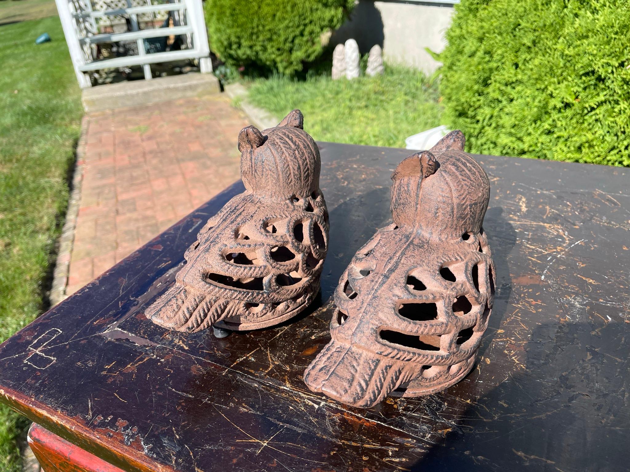 Japanese Old Pair Nesting Owl Garden Lighting Lanterns 4