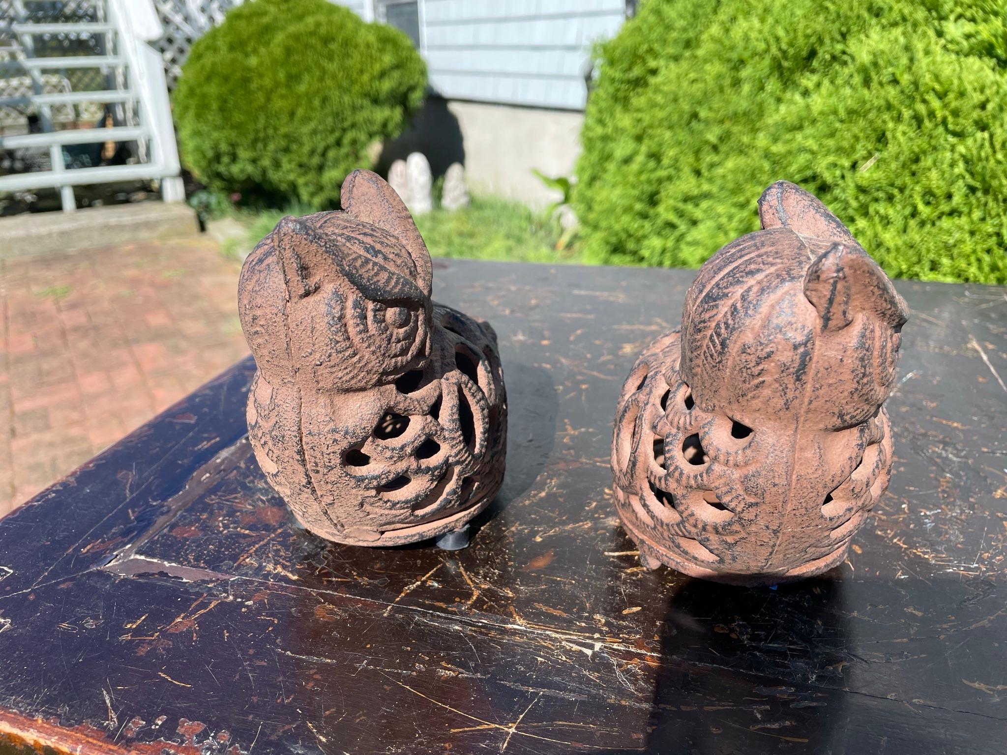 Japanese Old Pair Nesting Owl Garden Lighting Lanterns 6