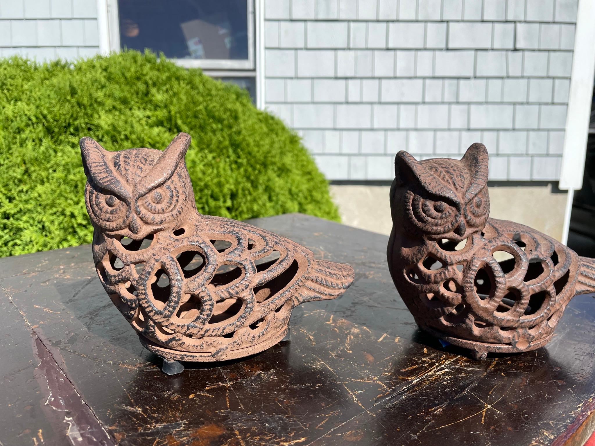 Showa Japanese Old Pair Nesting Owl Garden Lighting Lanterns