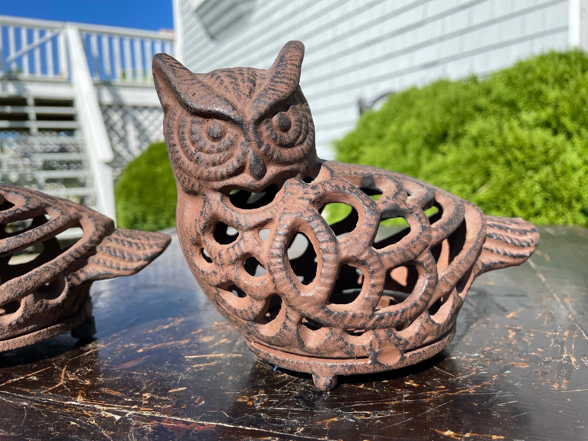 Japanese Old Pair Nesting Owl Garden Lighting Lanterns 2