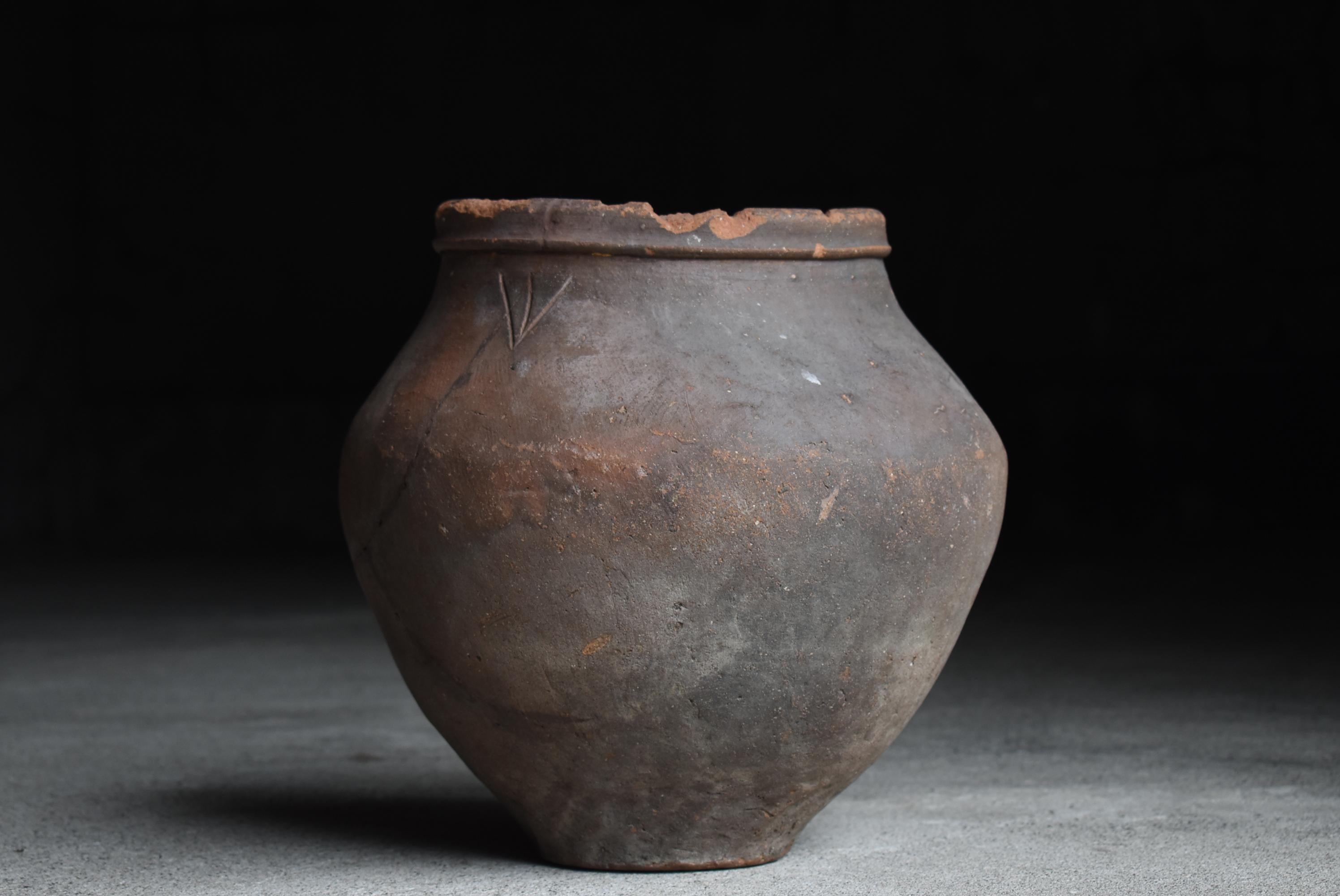 17th Century Japanese Old Pottery 1500s-1600s/Antique Flower Vase Vessel Jar Wabisabi Art
