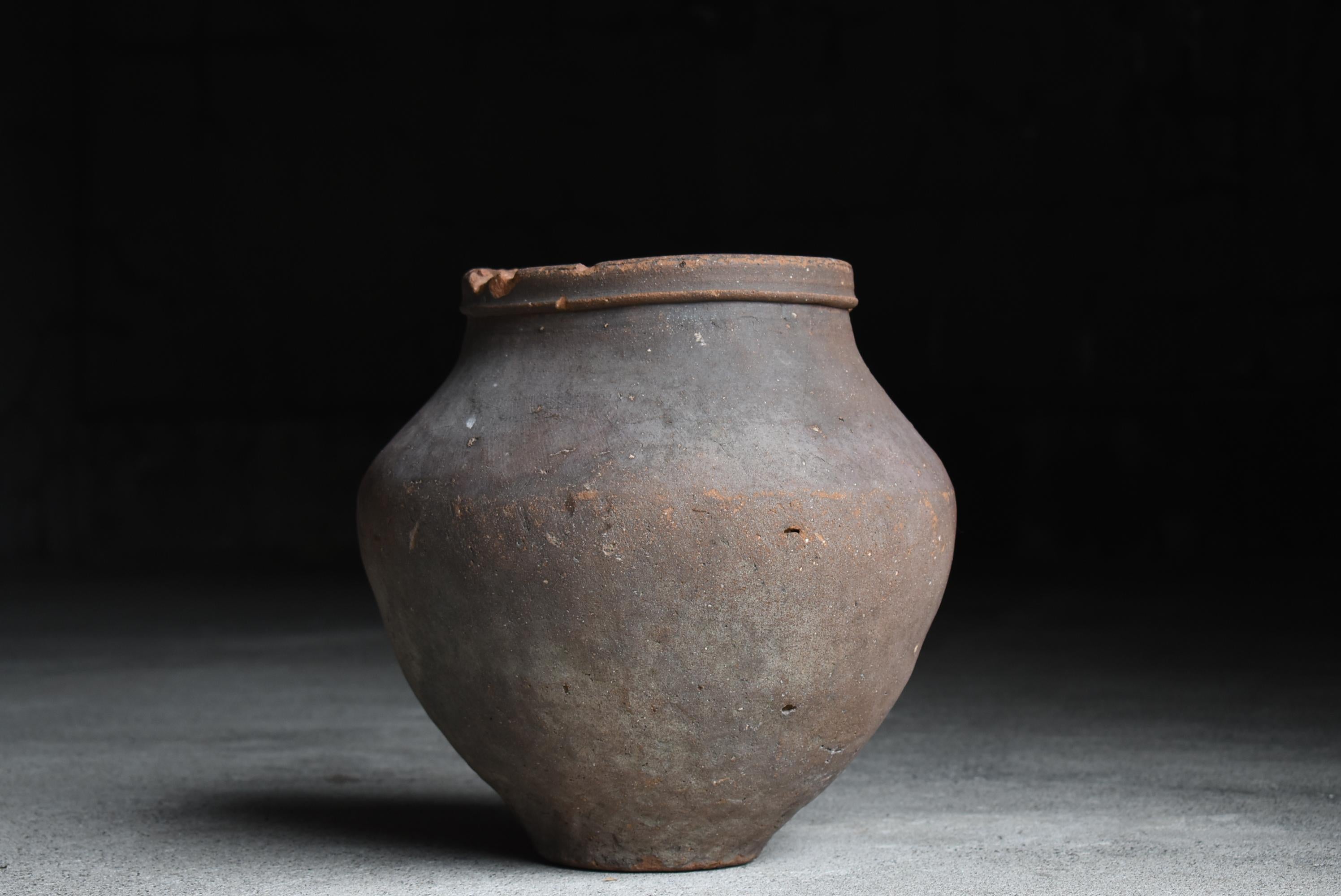 Japanese Old Pottery 1500s-1600s/Antique Flower Vase Vessel Jar Wabisabi Art 1