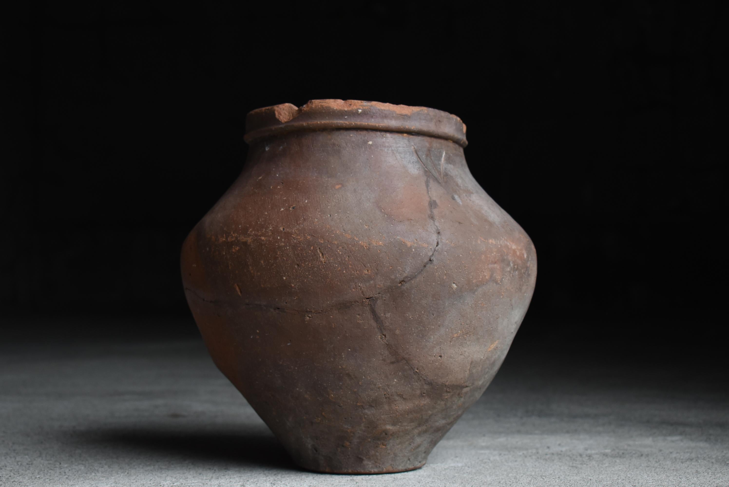 Japanese Old Pottery 1500s-1600s/Antique Flower Vase Vessel Jar Wabisabi Art 2