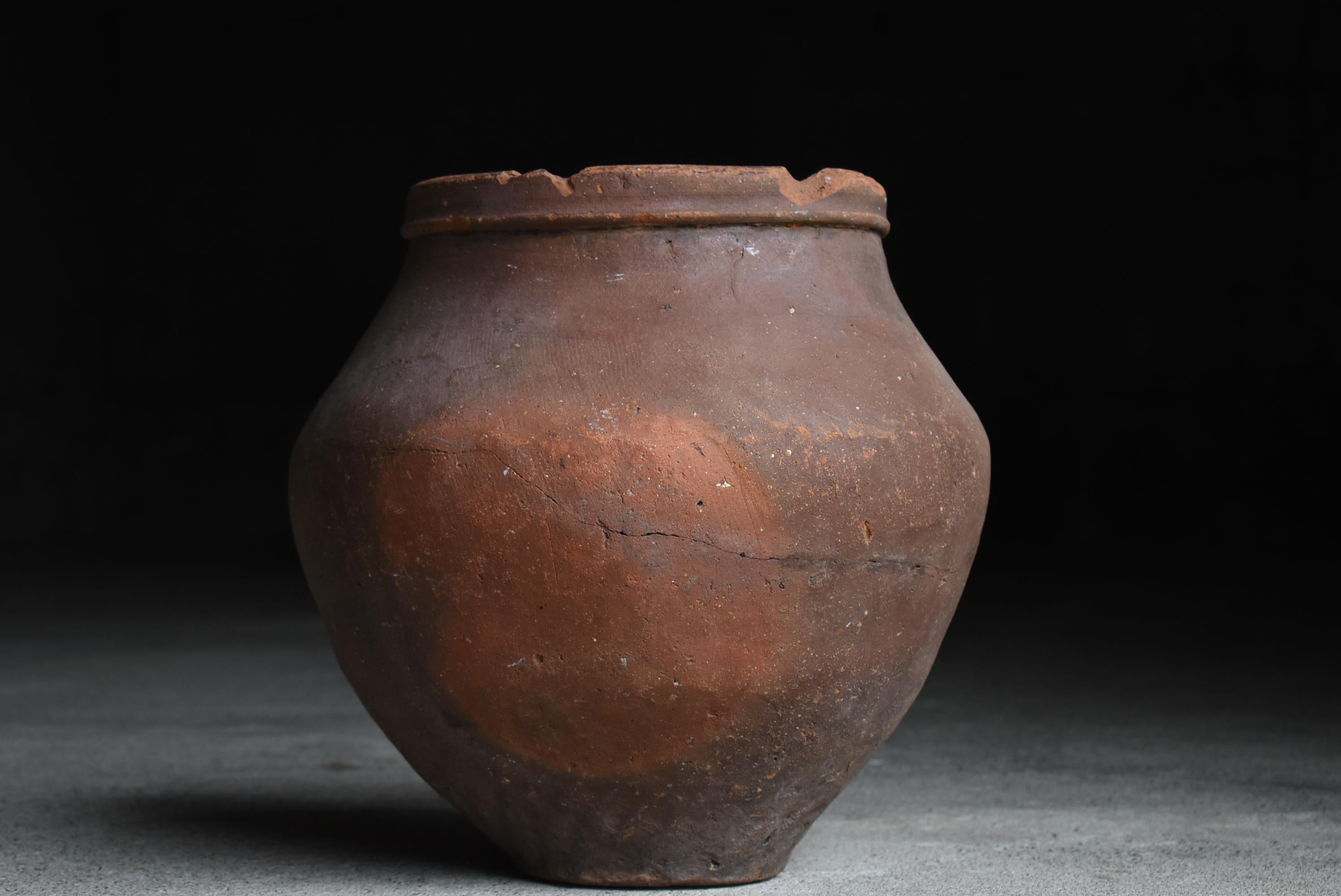 Japanese Old Pottery 1500s-1600s/Antique Flower Vase Vessel Jar Wabisabi Art 3