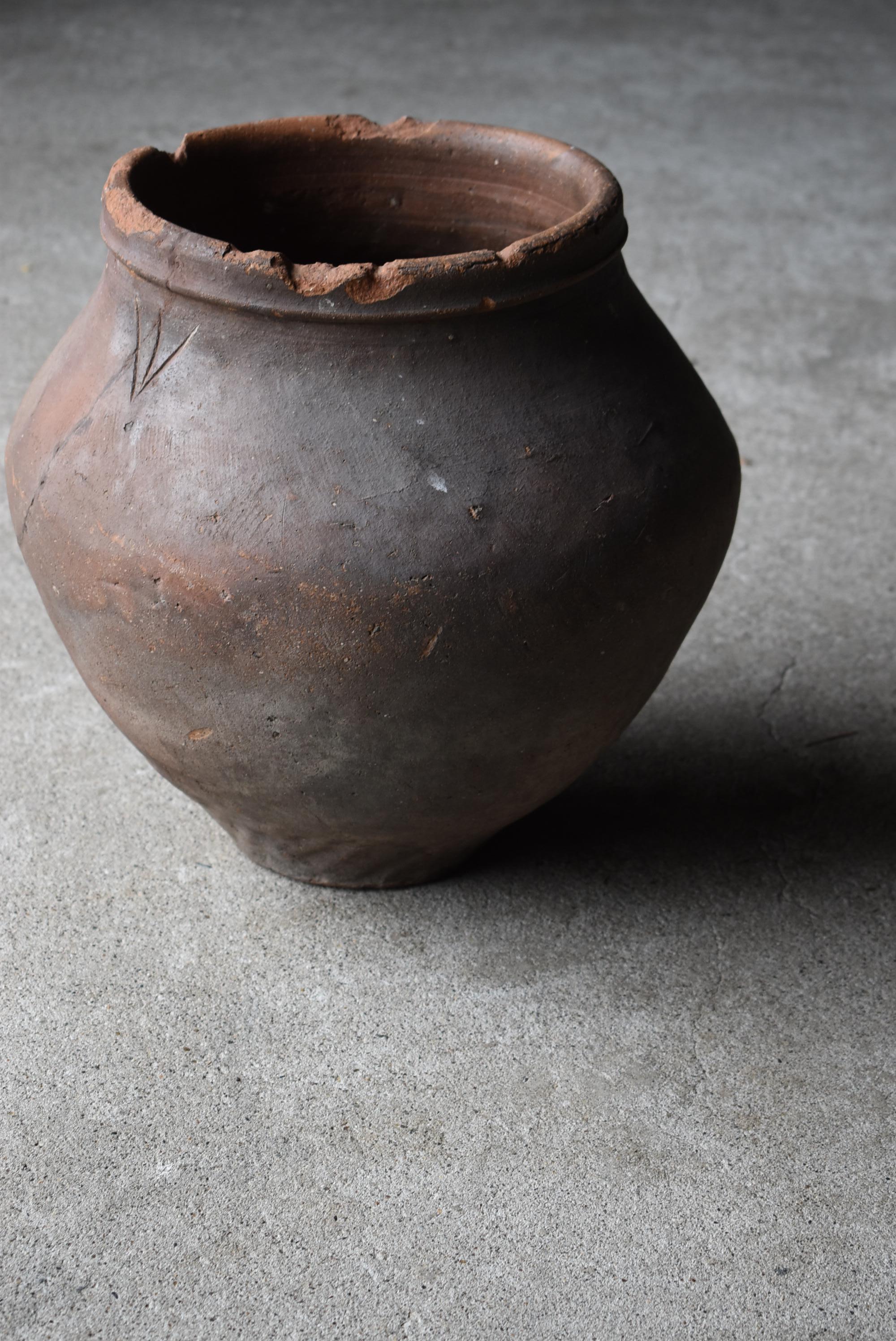 Japanese Old Pottery 1500s-1600s/Antique Flower Vase Vessel Jar Wabisabi Art 4