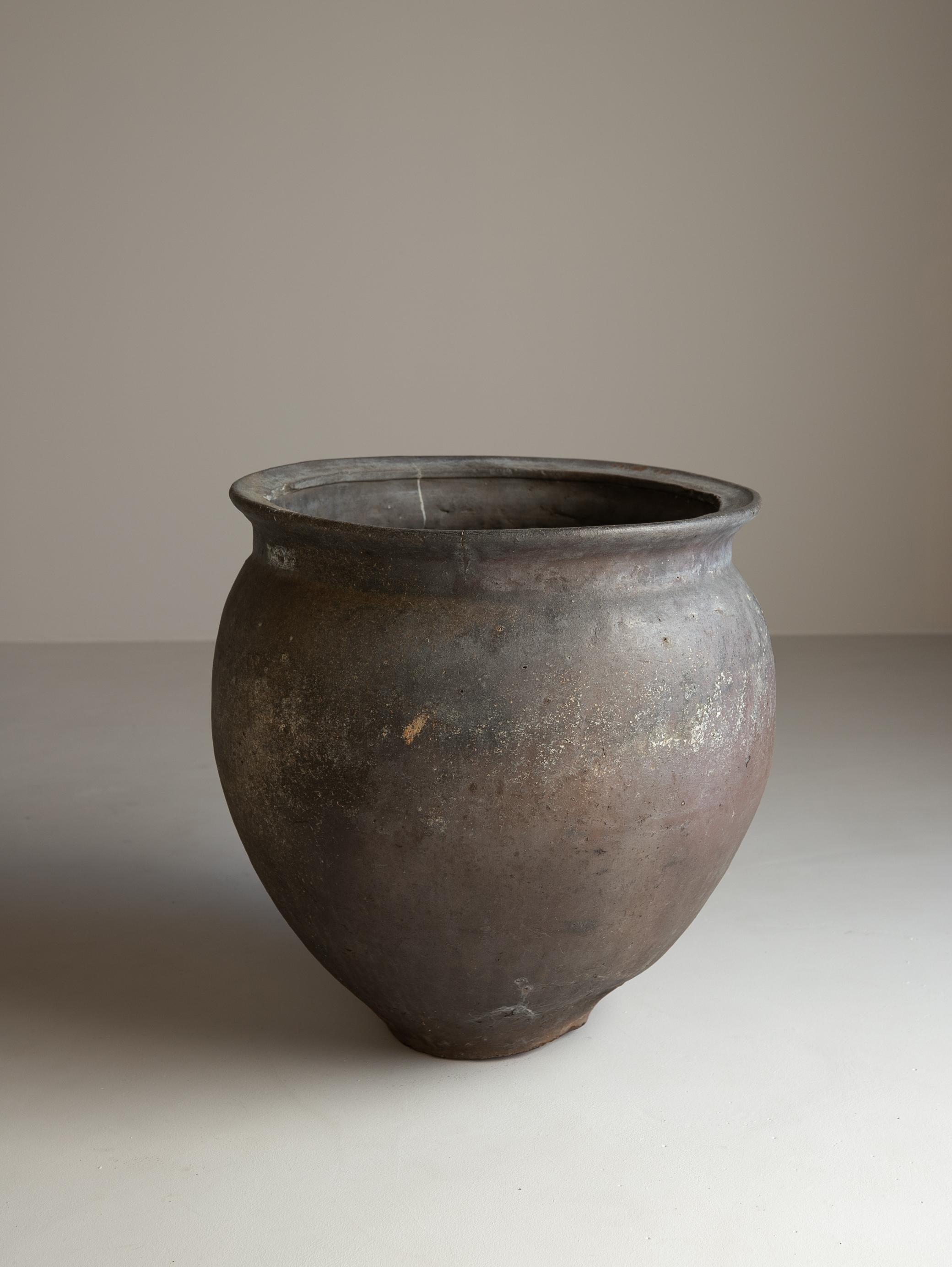 Edo Japanese Old Pottery /Antique Tsubo Vessel Jar Flower Vase Wabisabi
