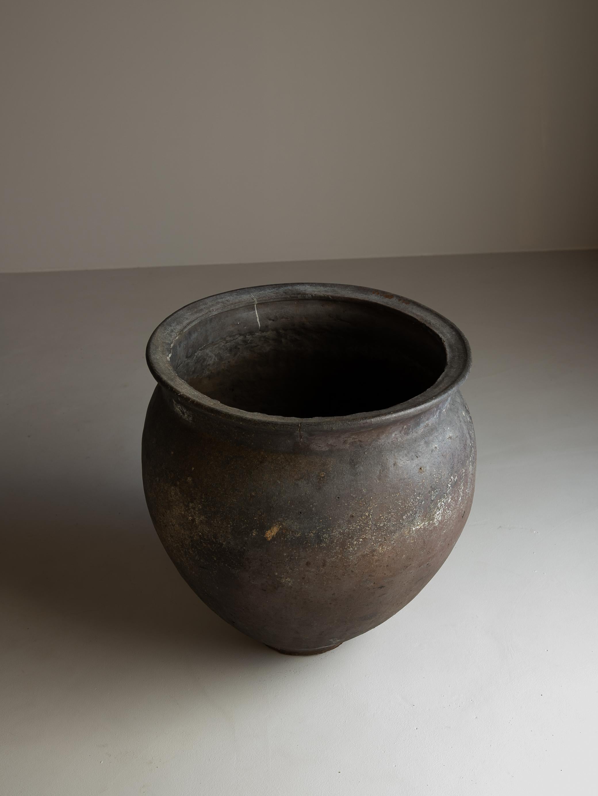 Japanese Old Pottery /Antique Tsubo Vessel Jar Flower Vase Wabisabi In Good Condition In Sammu-shi, Chiba