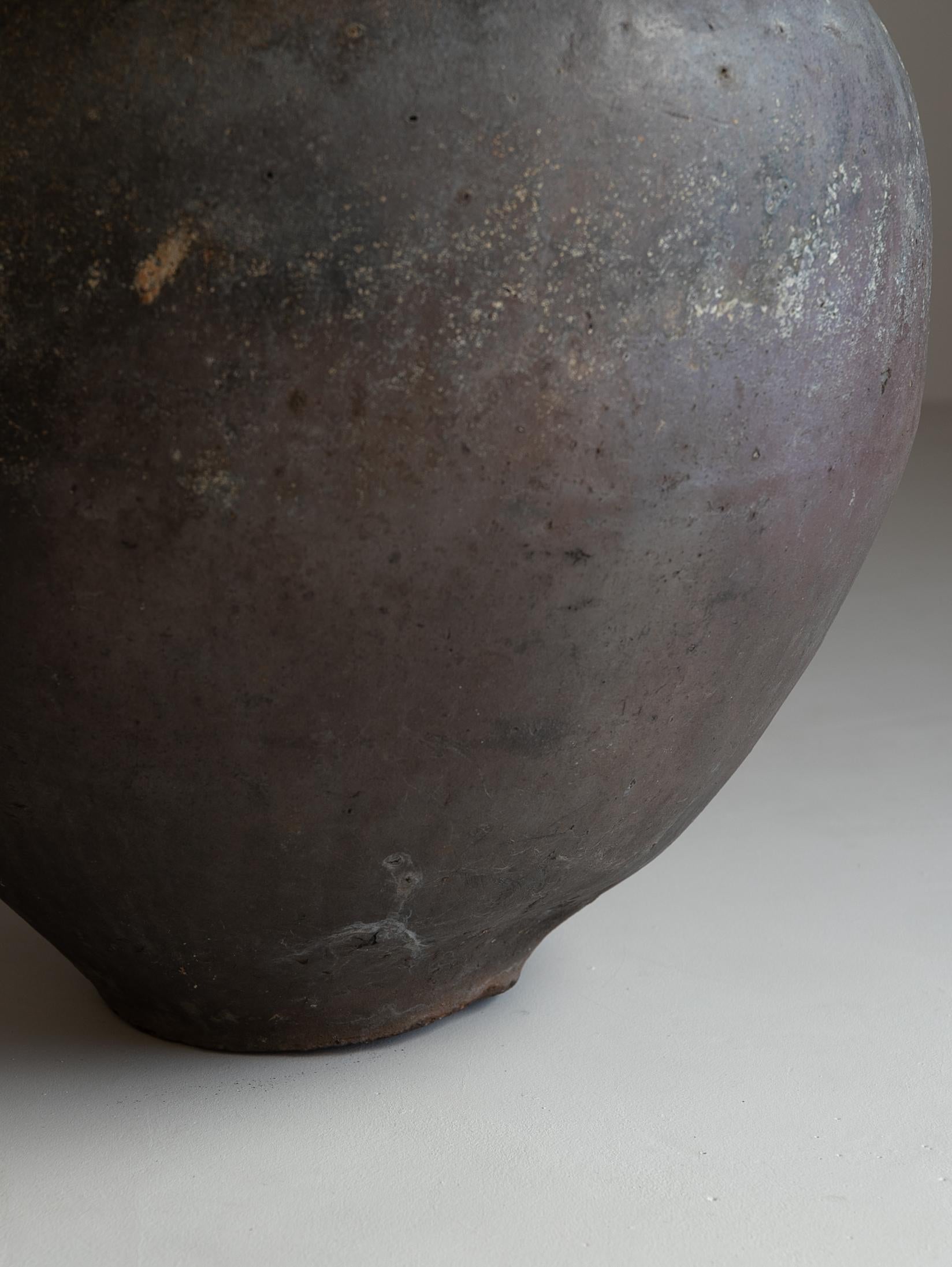 Japanese Old Pottery /Antique Tsubo Vessel Jar Flower Vase Wabisabi 3