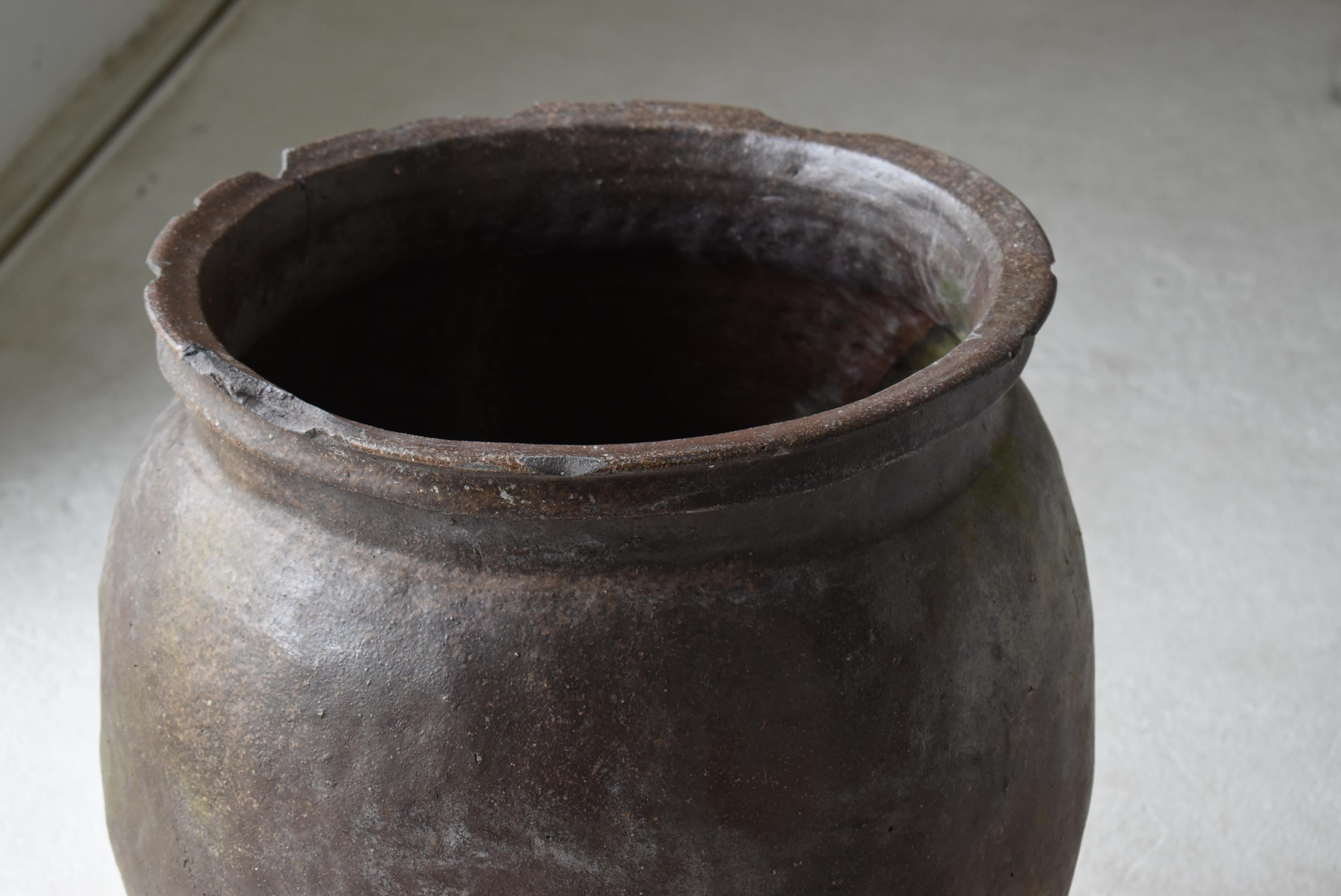 Edo Japanese Old Pottery 1700s-1800s/Antique Flower Vase Vessel Jar Tsubo Ceramic