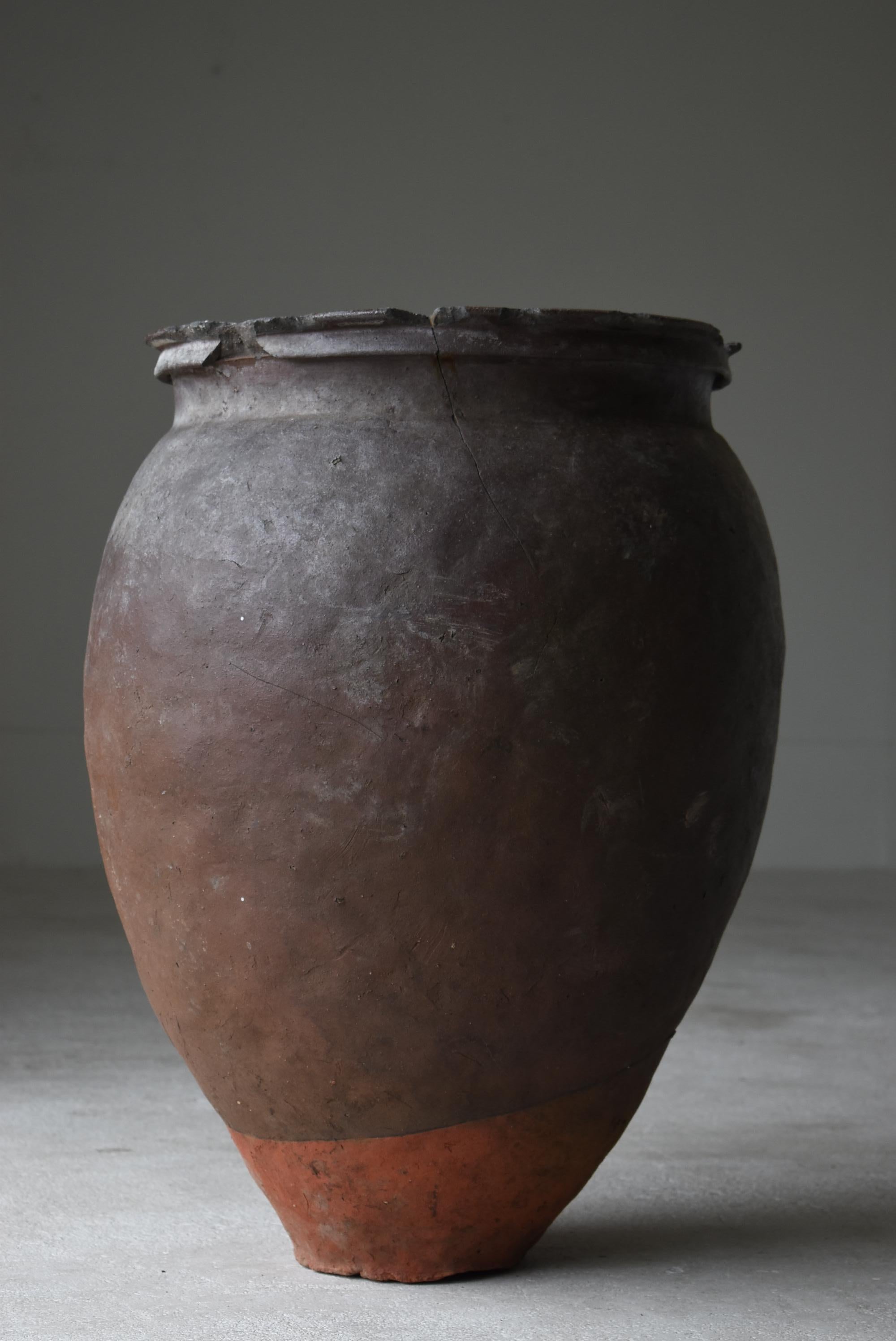Japanese Old Pottery 1700s-1800s/Antique Flower Vase Vessel Jar Tsubo Ceramic 2