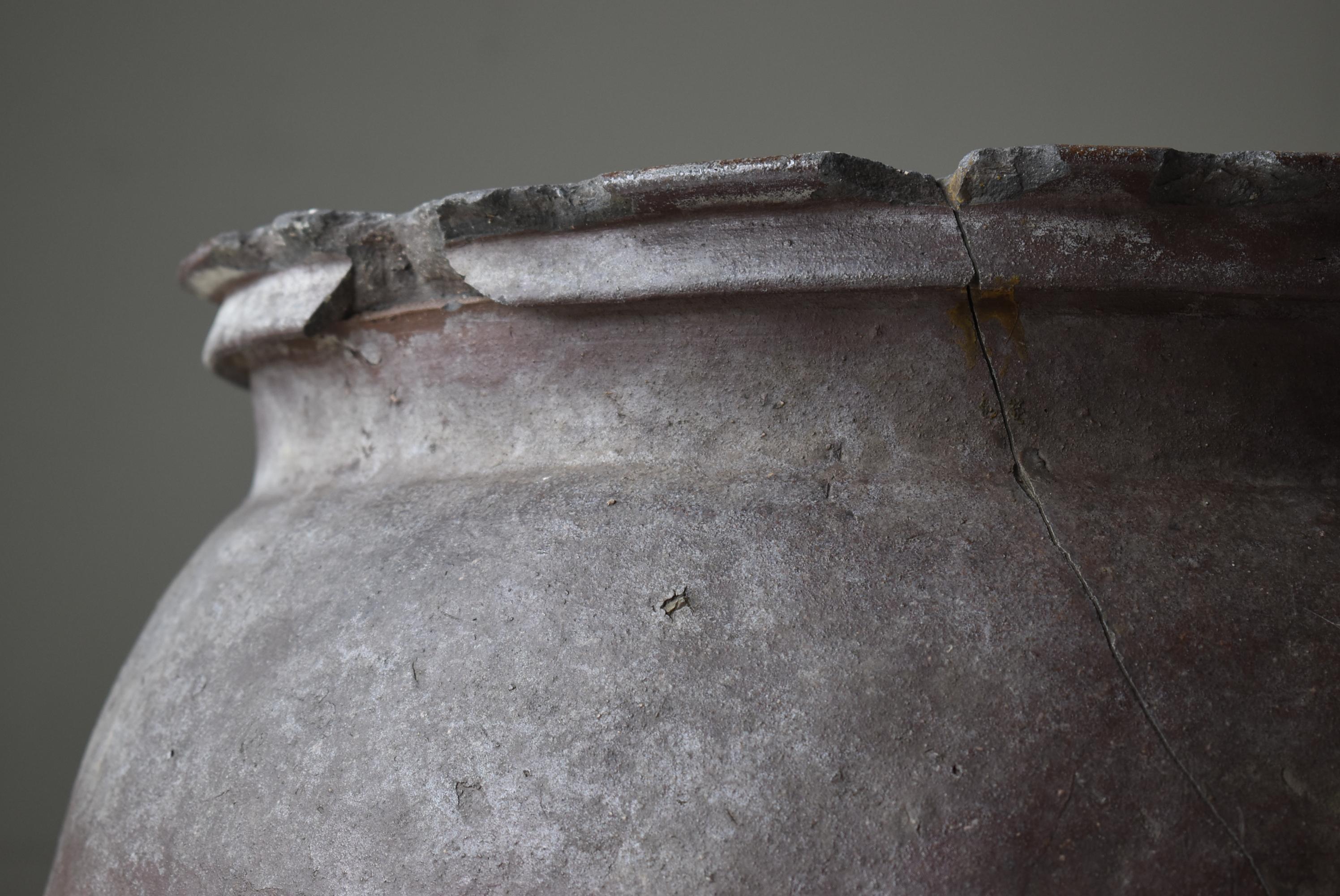 Japanese Old Pottery 1700s-1800s/Antique Flower Vase Vessel Jar Tsubo Ceramic 3