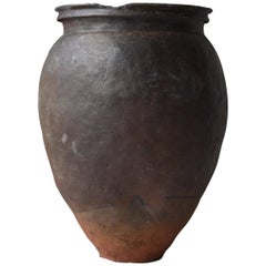 Japanese Old Pottery 1700s-1800s/Antique Flower Vase Vessel Jar Tsubo Ceramic