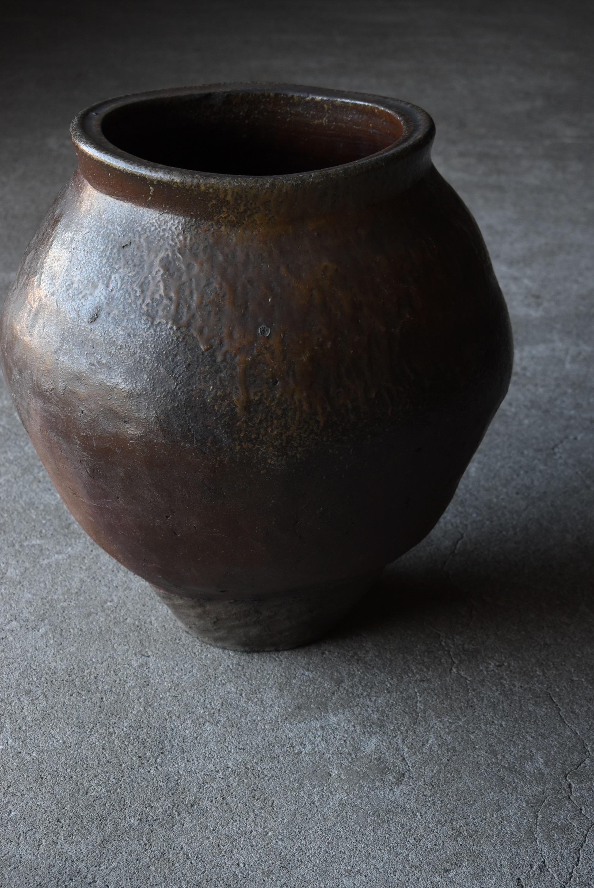 Japanese Old Pottery 1700s-1800s/Antique Flower Vase Vessel Jar Tsubo Wabisabi 6