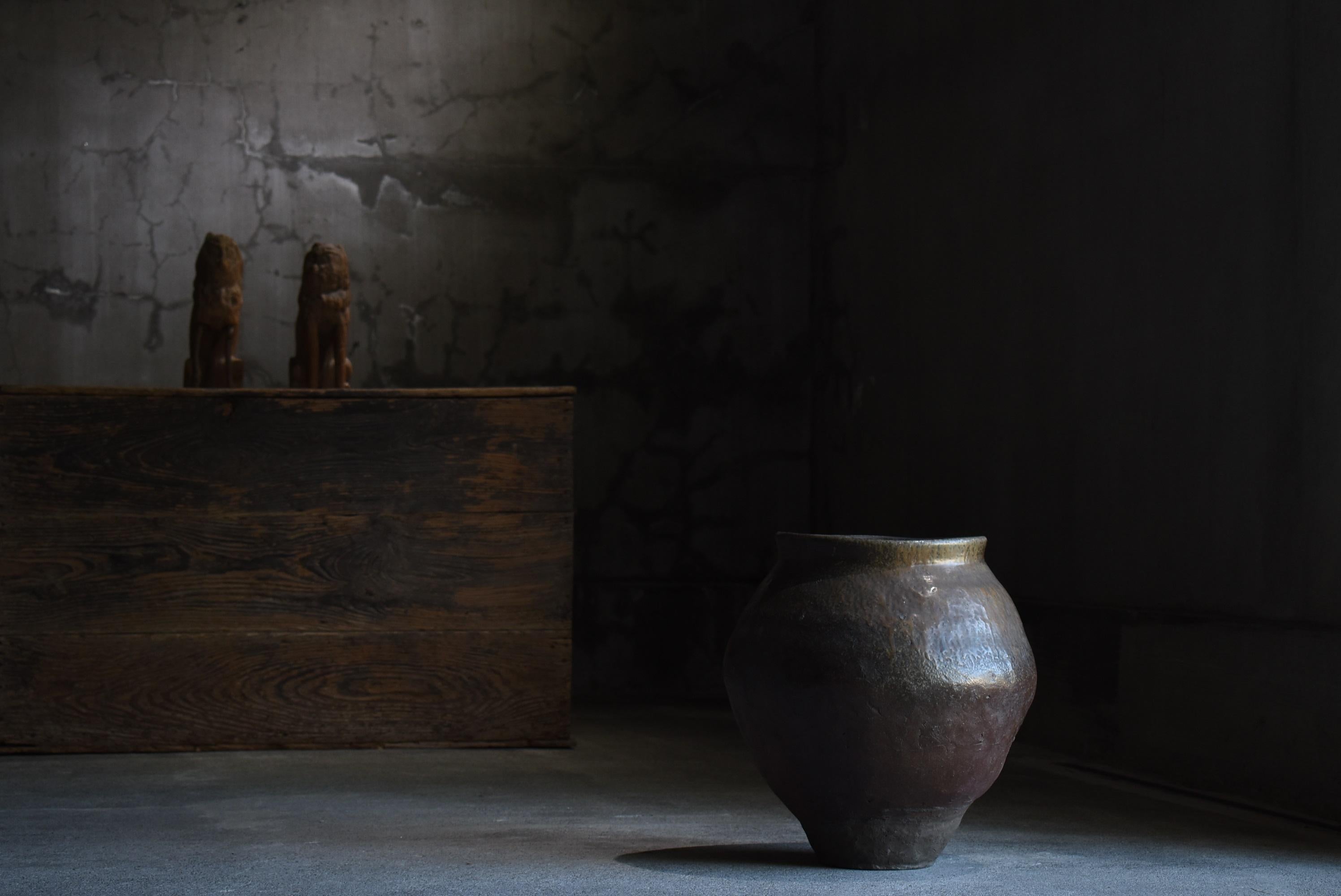 Japanese Old Pottery 1700s-1800s/Antique Flower Vase Vessel Jar Tsubo Wabisabi 7