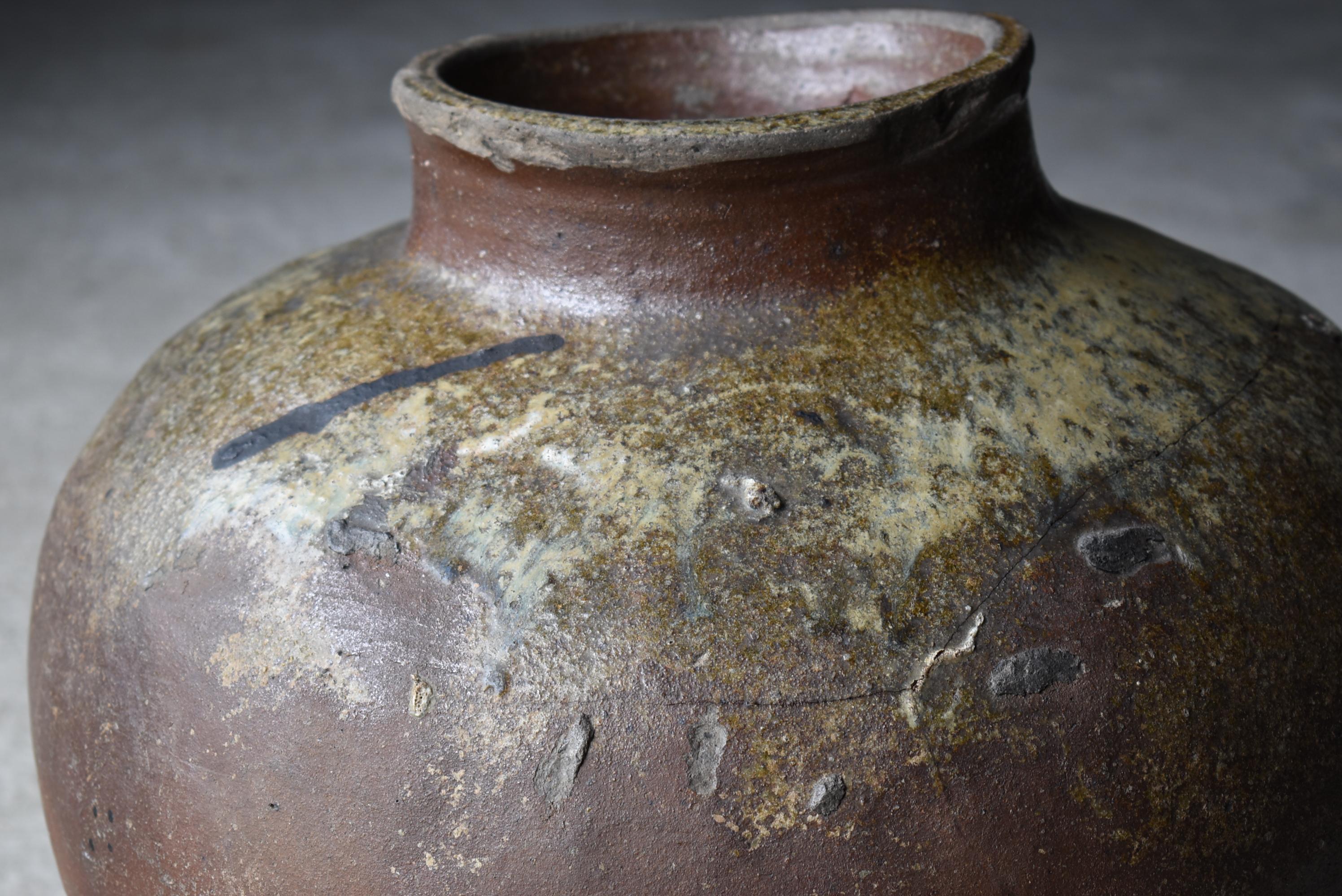 Japanese Old Pottery 1700s-1800s/Antique Flower Vase Vessel Jar Tsubo Wabisabi 8