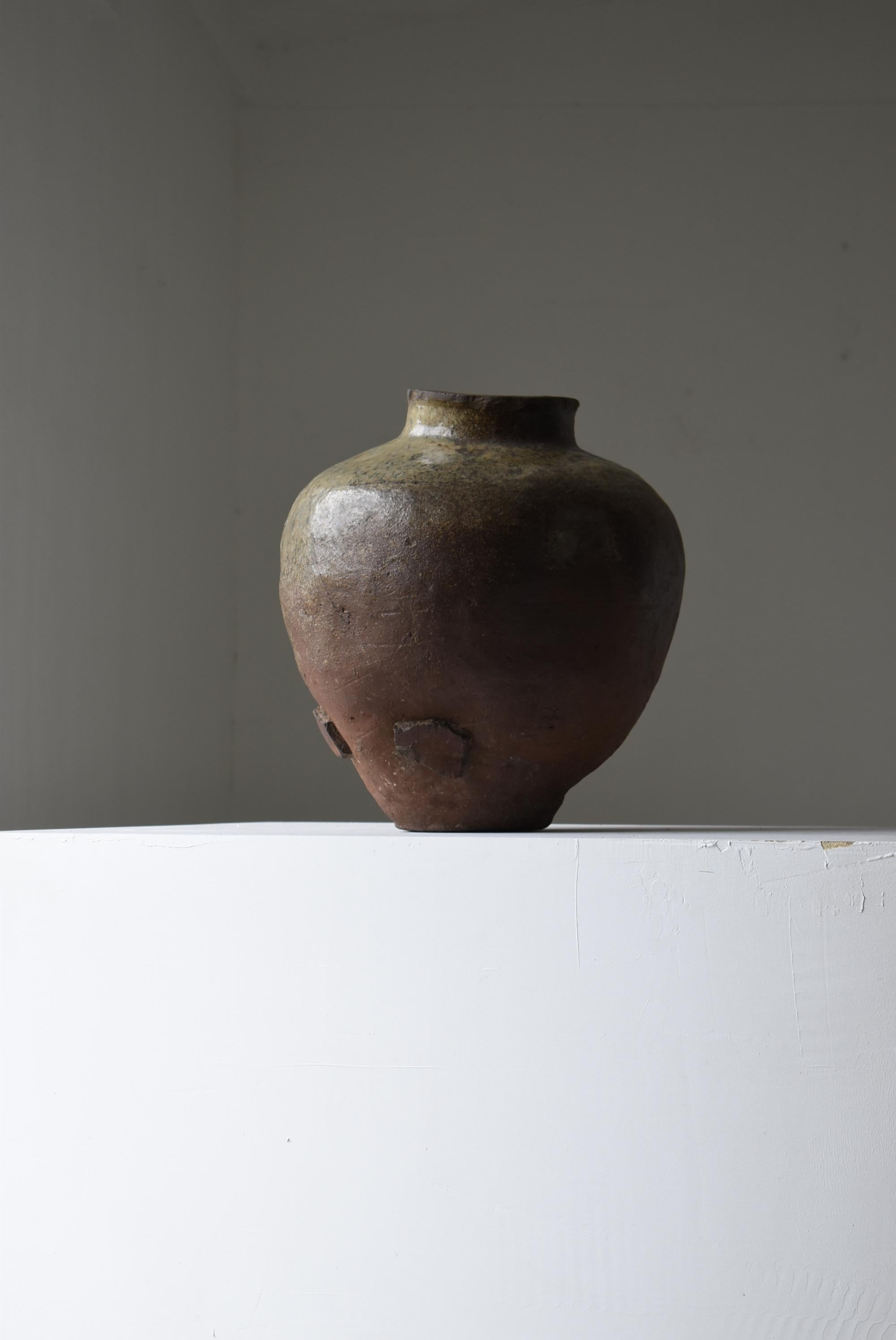 Japanese Old Pottery 1700s-1800s/Antique Flower Vase Vessel Jar Tsubo Wabisabi 9