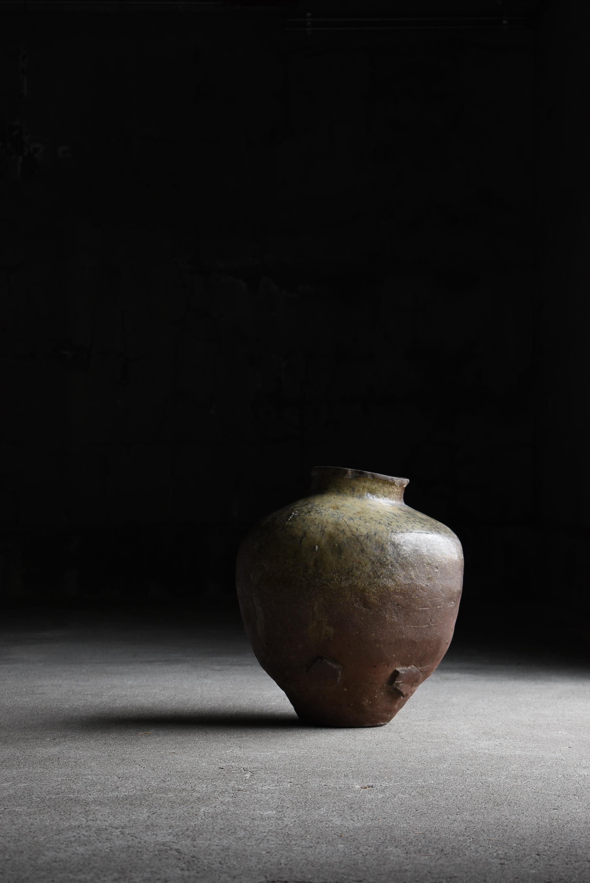Japanese Old Pottery 1700s-1800s/Antique Flower Vase Vessel Jar Tsubo Wabisabi 10