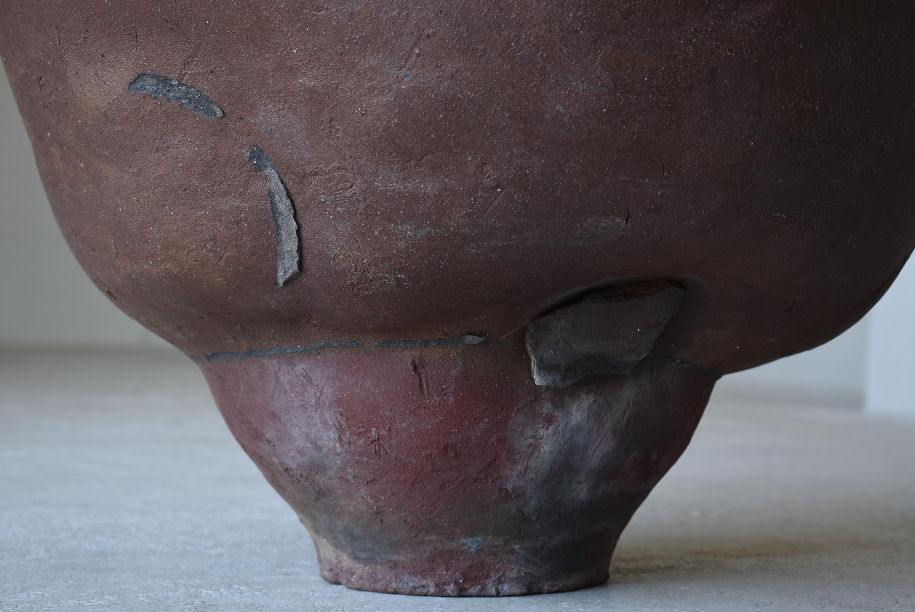 Japanese Old Pottery 1700s-1800s/Antique Flower Vase Vessel Jar Tsubo Wabisabi In Good Condition In Sammu-shi, Chiba