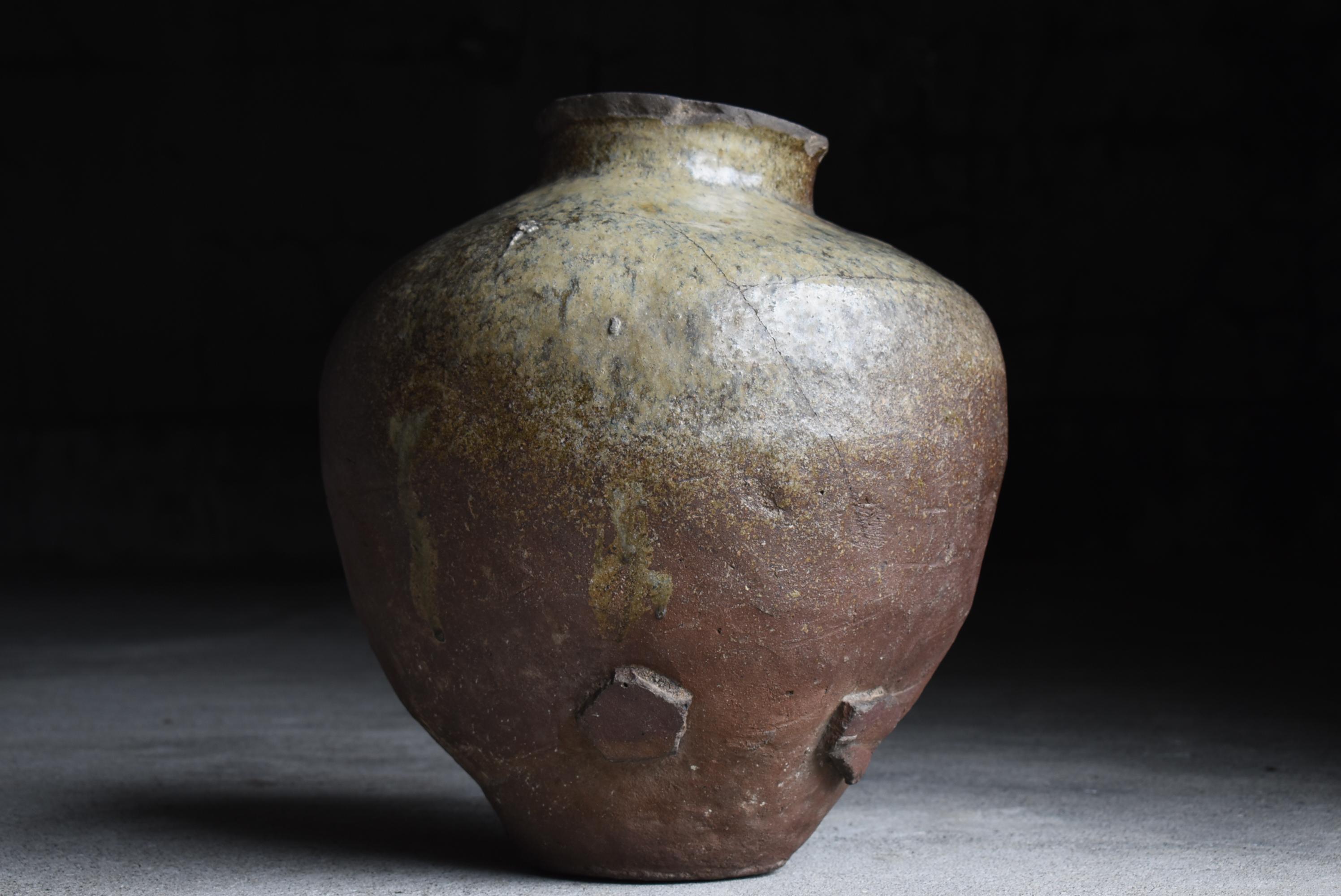 18th Century Japanese Old Pottery 1700s-1800s/Antique Flower Vase Vessel Jar Tsubo Wabisabi