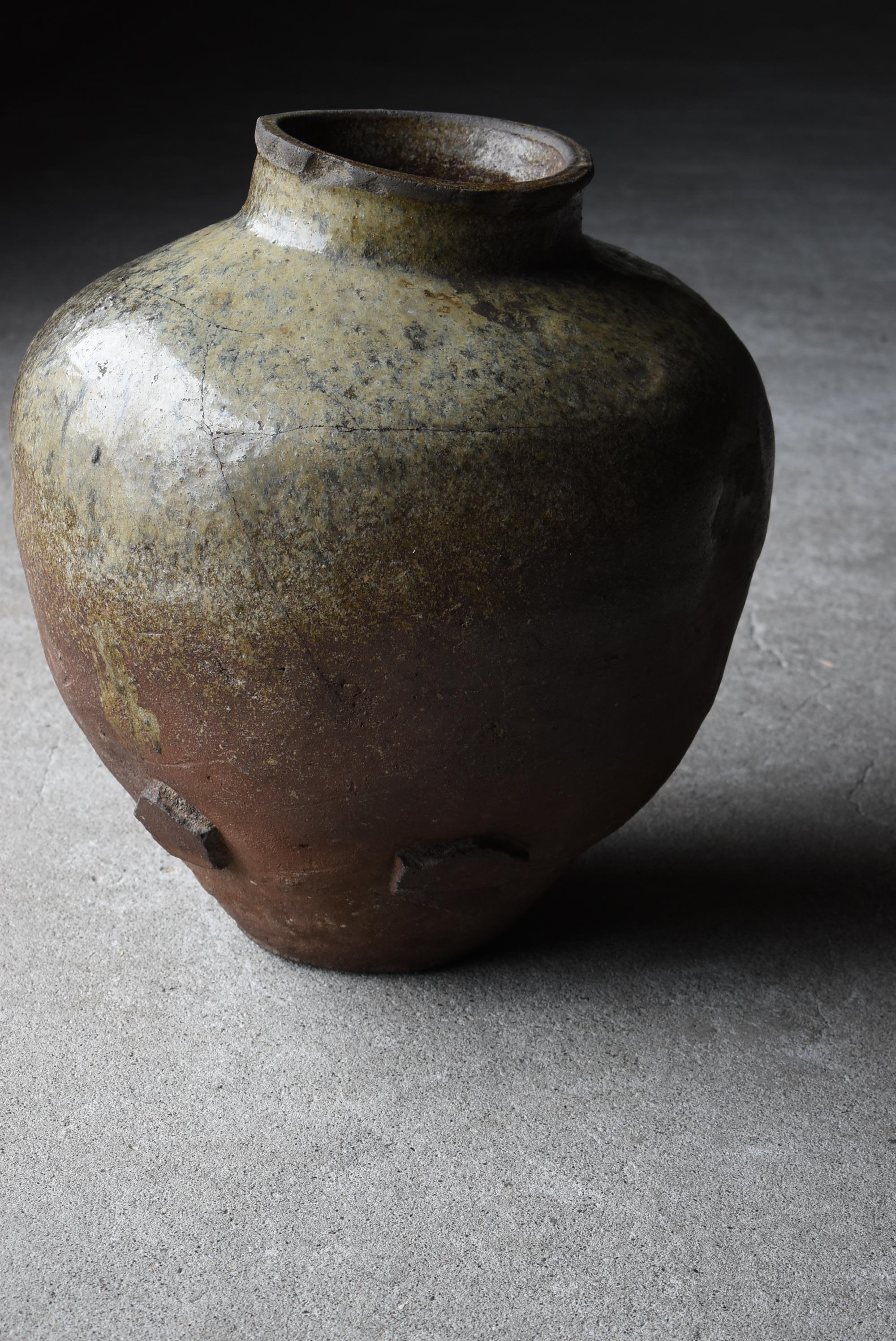 Japanese Old Pottery 1700s-1800s/Antique Flower Vase Vessel Jar Tsubo Wabisabi 1