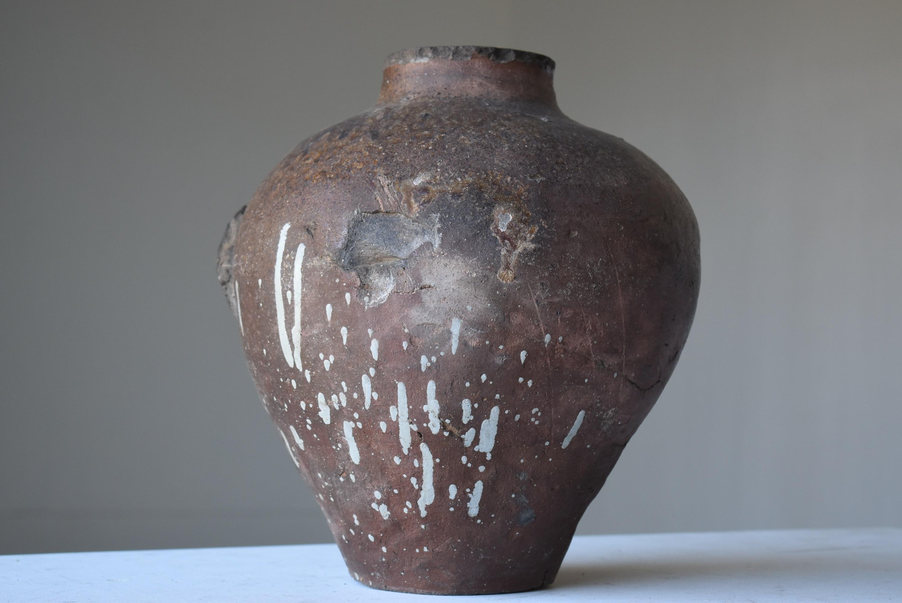 Japanese Old Pottery 1700s-1800s/Antique Flower Vase Vessel Jar Tsubo Wabisabi 1