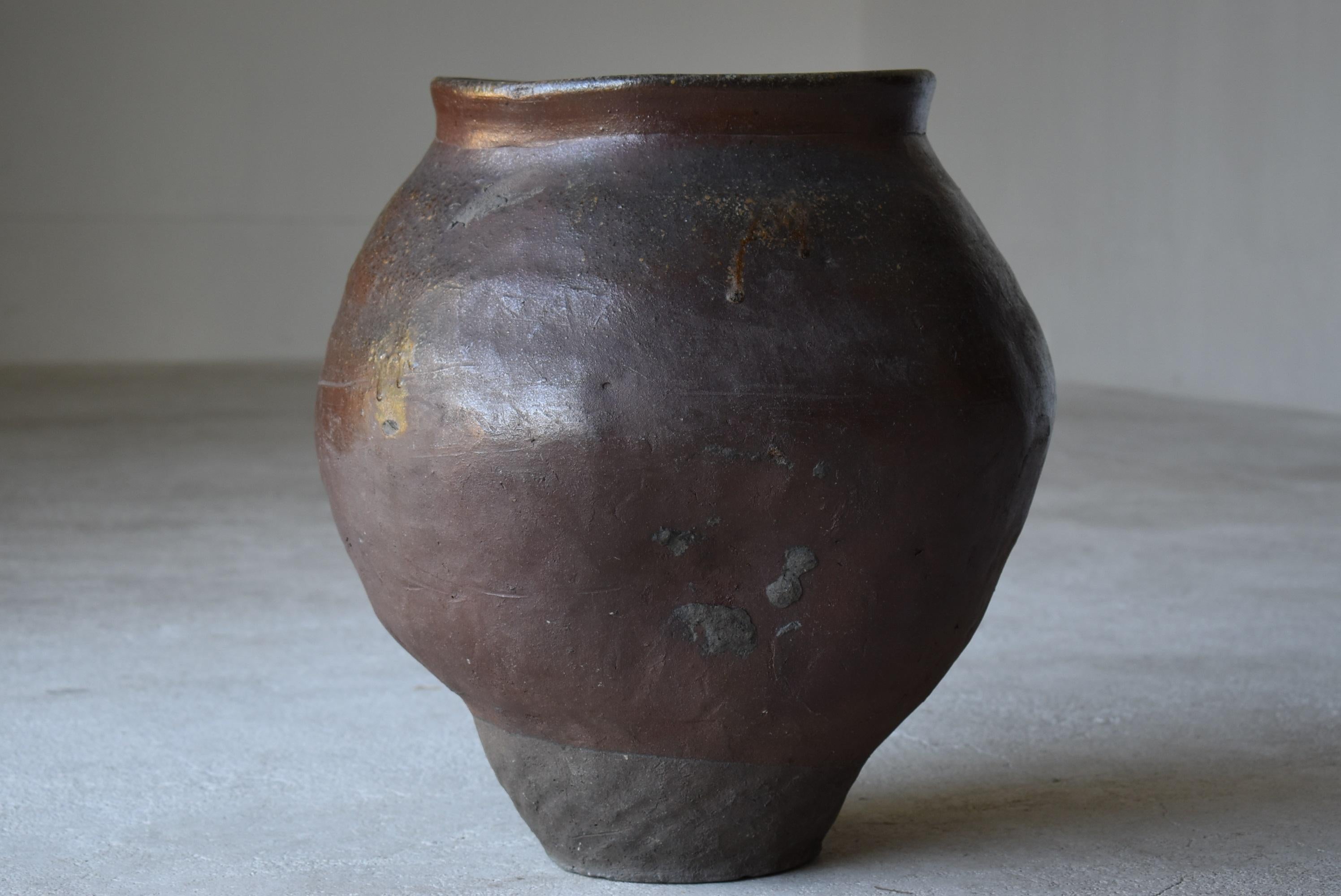 Japanese Old Pottery 1700s-1800s/Antique Flower Vase Vessel Jar Tsubo Wabisabi 3