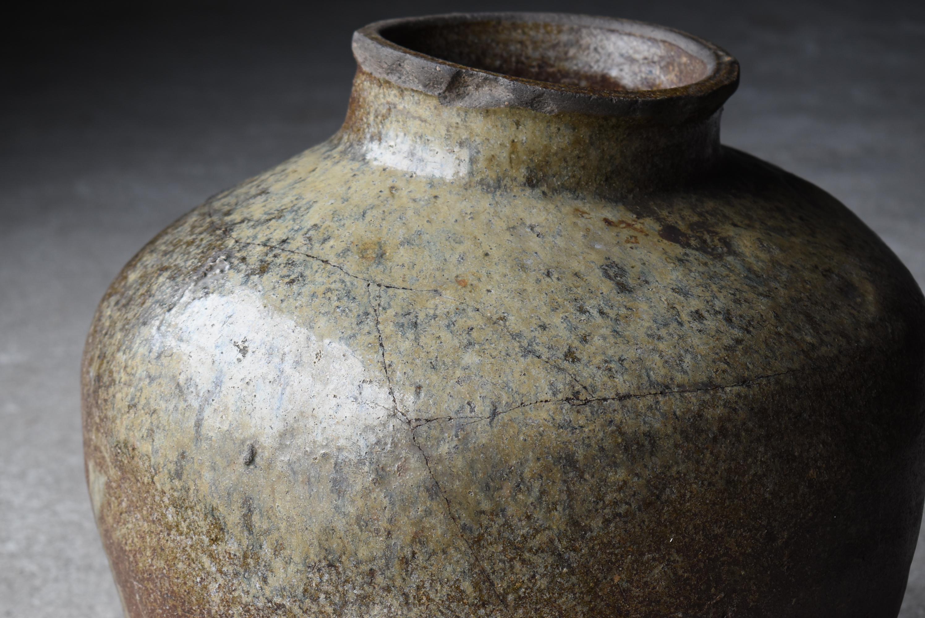 Japanese Old Pottery 1700s-1800s/Antique Flower Vase Vessel Jar Tsubo Wabisabi 4