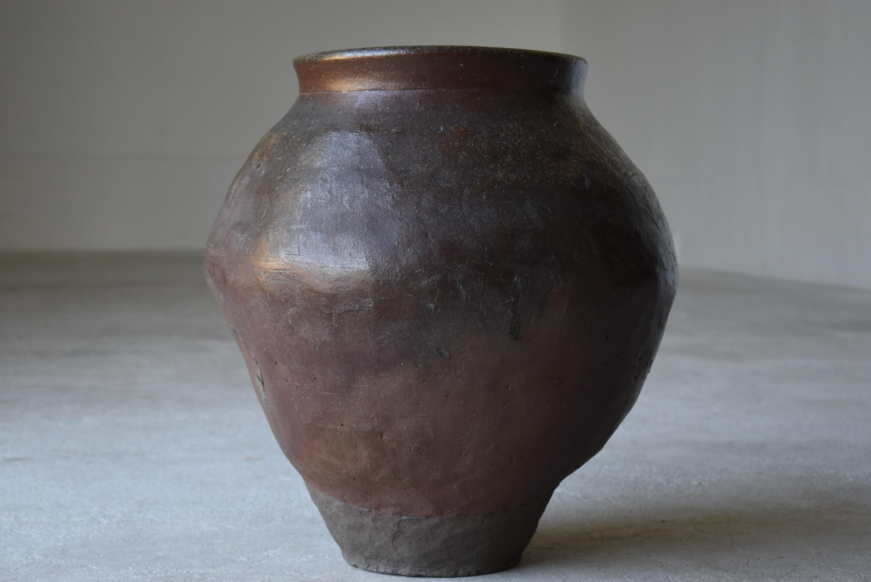 Japanese Old Pottery 1700s-1800s/Antique Flower Vase Vessel Jar Tsubo Wabisabi 4