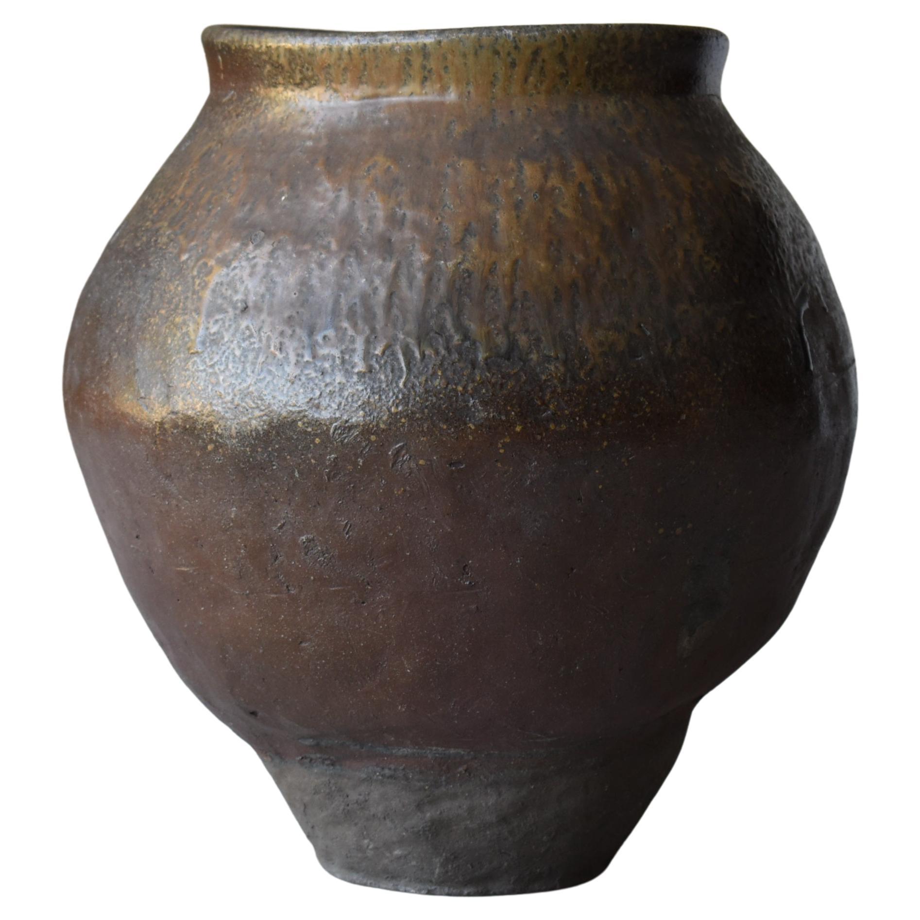 Japanese Old Pottery 1700s-1800s/Antique Flower Vase Vessel Jar Tsubo Wabisabi
