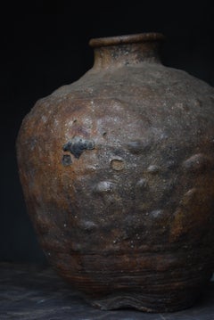 Japanese Old Pottery 1800s-1860s/Antique Flower Vase Vessel Jar Wabisabi Art