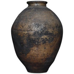 Japanese Old Pottery 1800s-1860s/Antique Flower Vase Vessel Jar Wabisabi Art